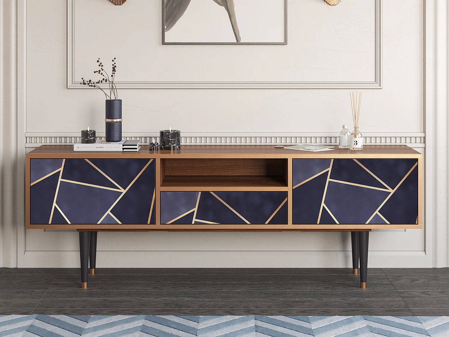 Meuble TV - 170х59х41 cm - T6 - The Amethyst, Noyer