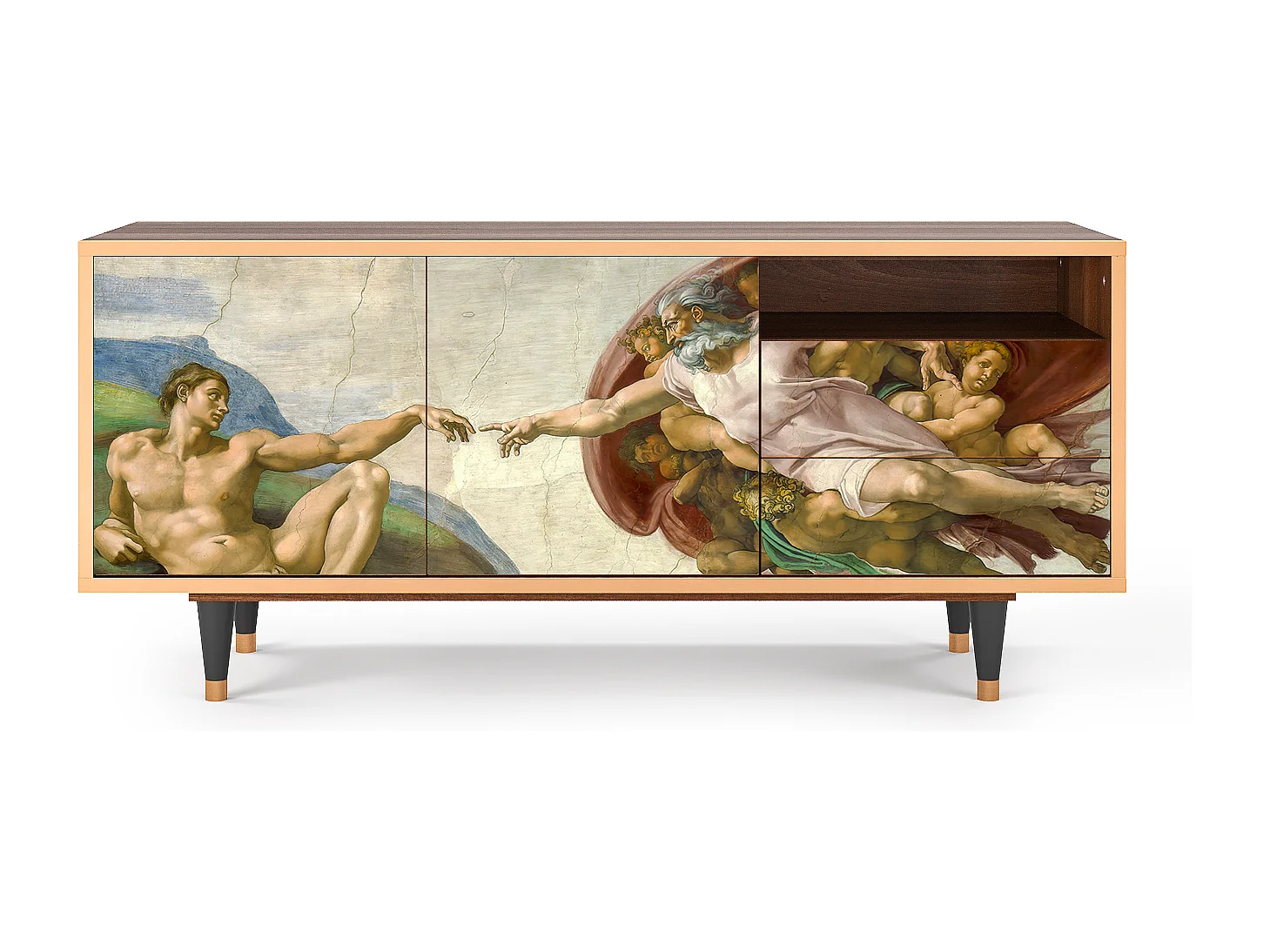 Szafka RTV - 125х56х41 cm - T7 - The Creation of Adam, Orzech