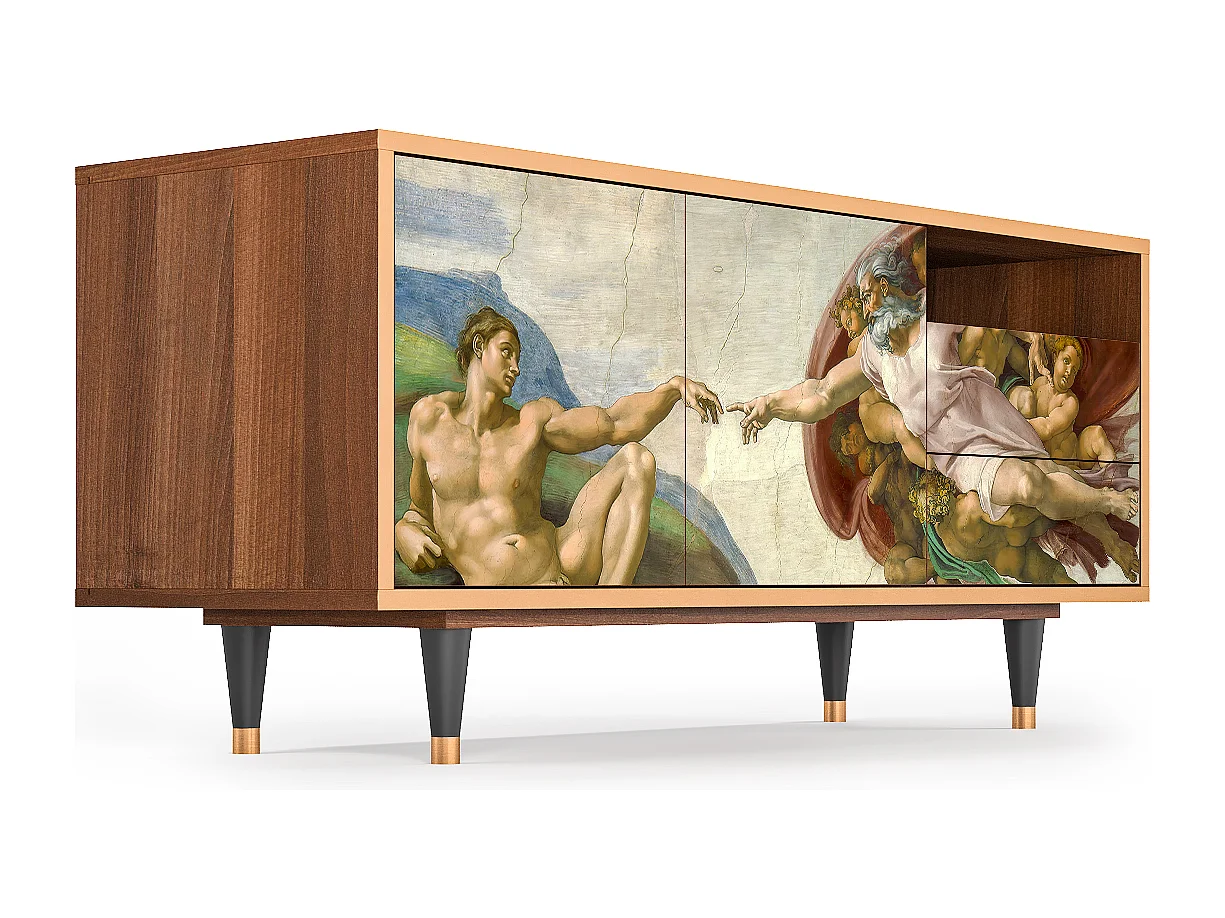 Szafka RTV - 125х56х41 cm - T7 - The Creation of Adam, Orzech