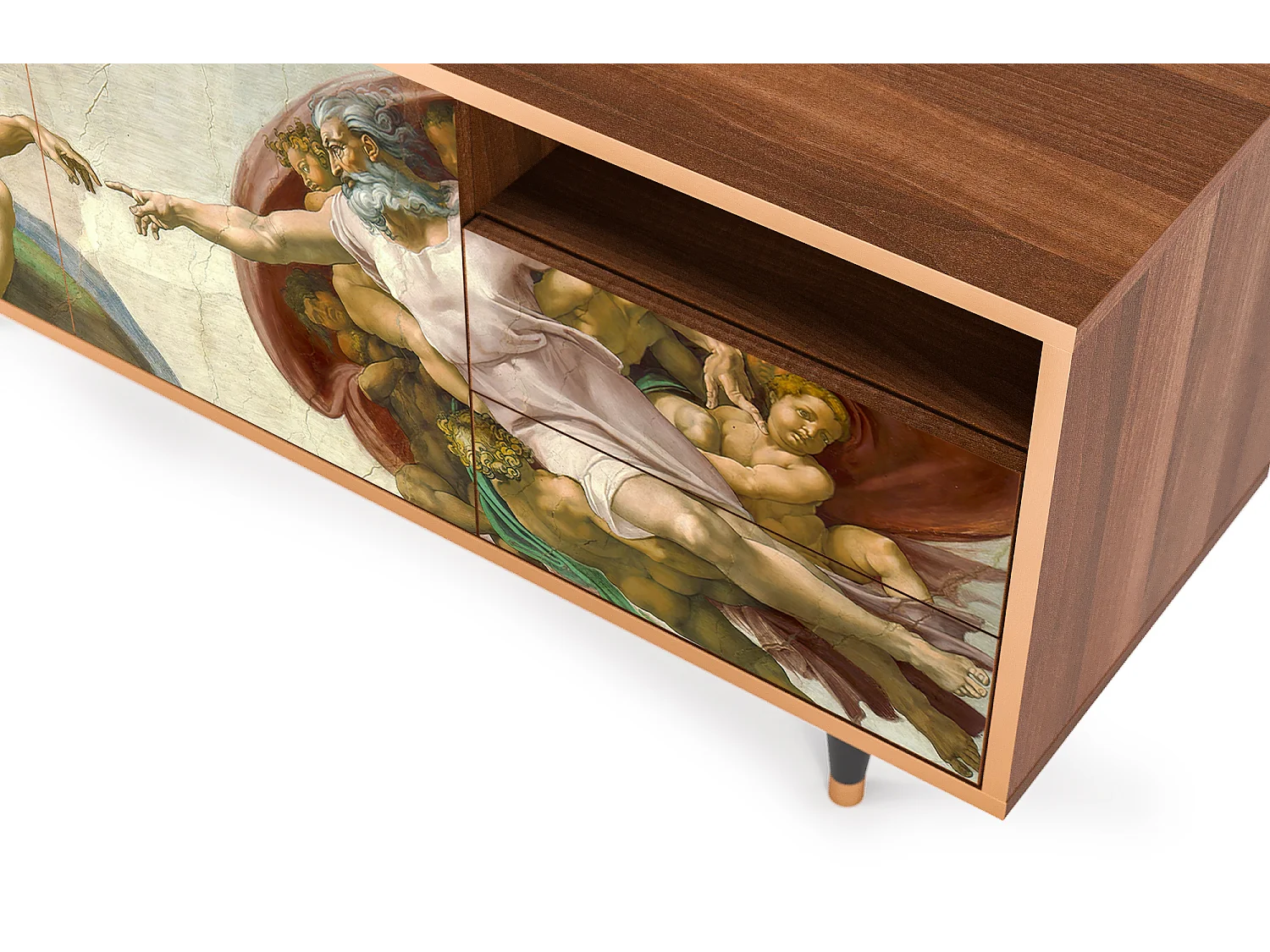 Szafka RTV - 125х56х41 cm - T7 - The Creation of Adam, Orzech