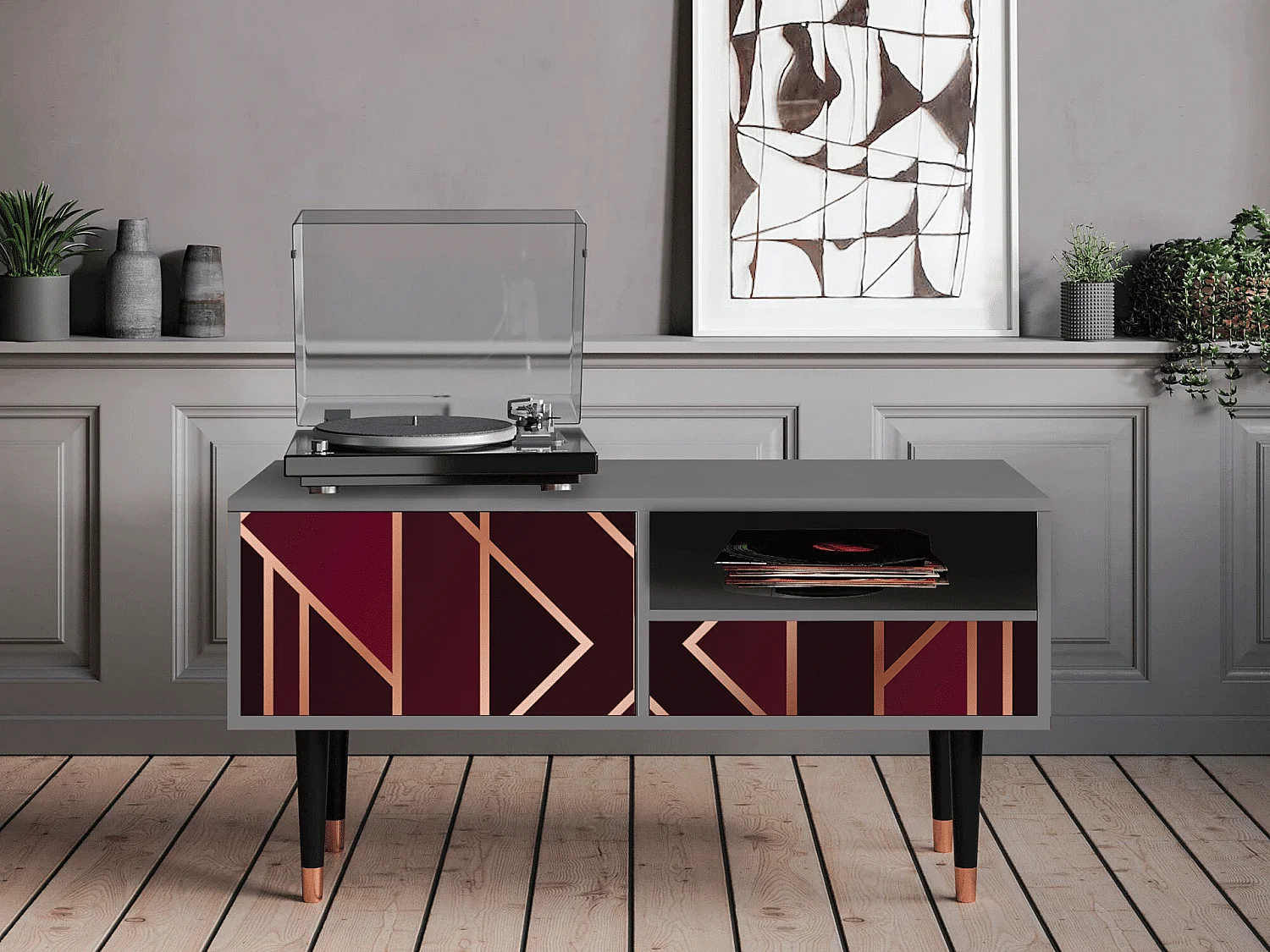 TV-Möbel - 115х59х48 cm - T3 - Burgundy Jewelery, Grau