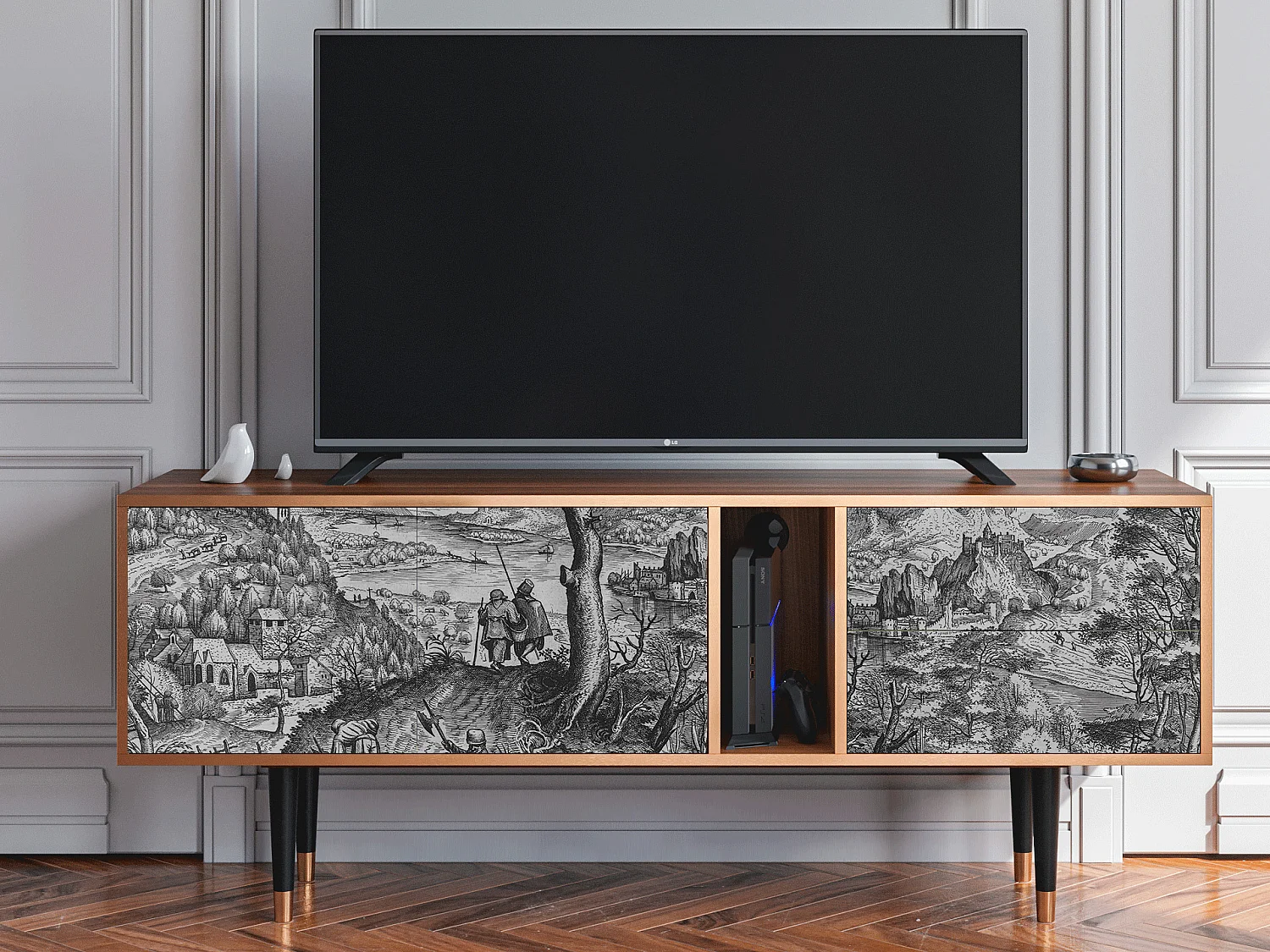 Meuble TV - 170х69х48 cm - T1 - Milites Requiescentes, Noyer