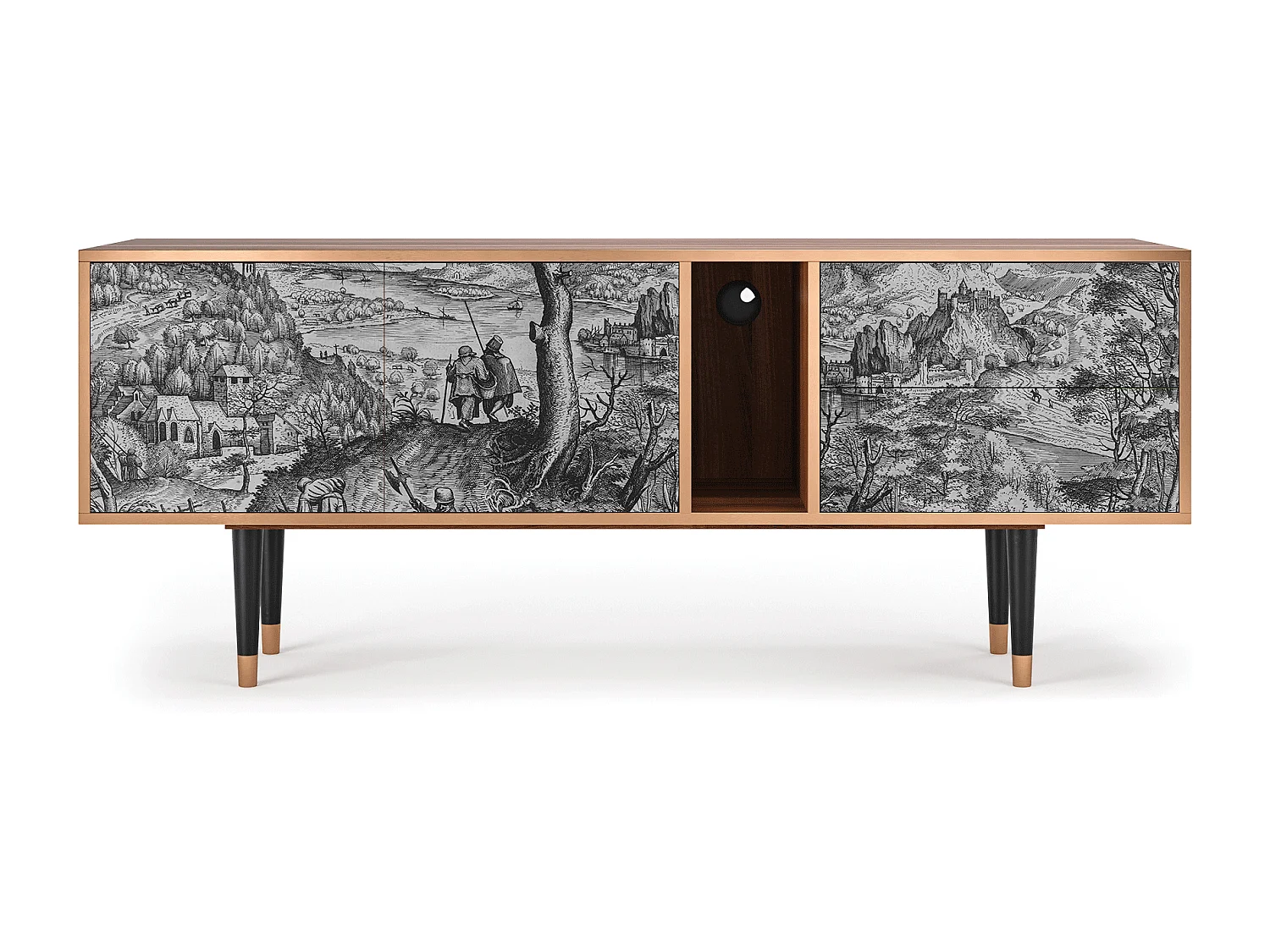 Meuble TV - 170х69х48 cm - T1 - Milites Requiescentes, Noyer