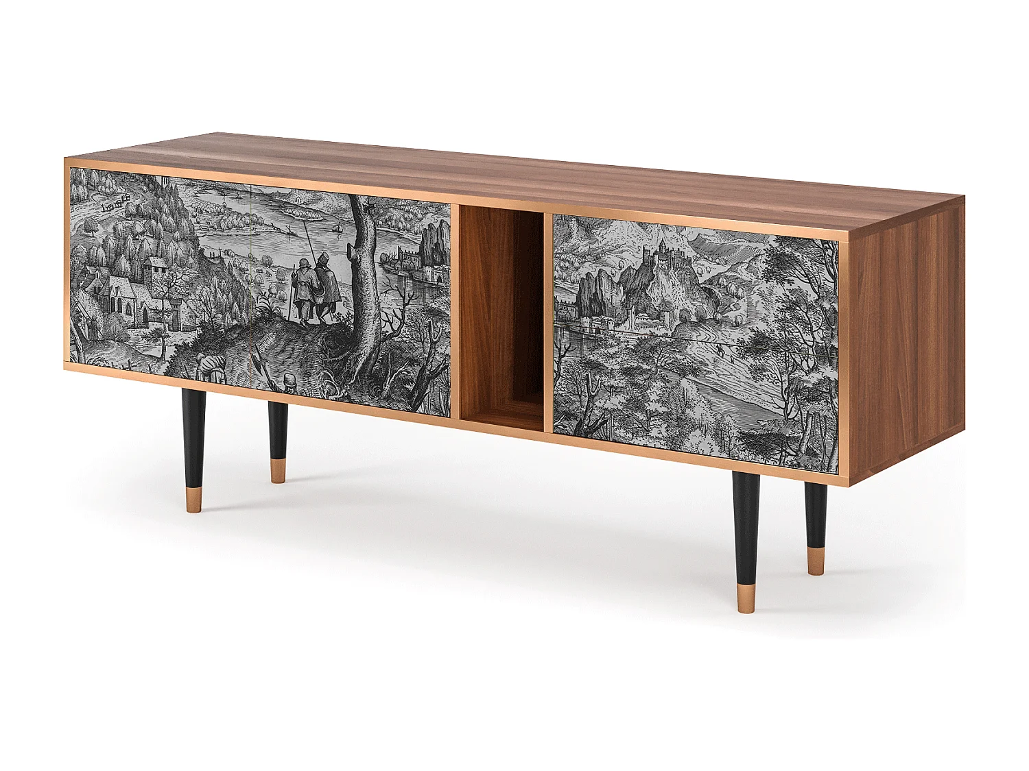 Meuble TV - 170х69х48 cm - T1 - Milites Requiescentes, Noyer