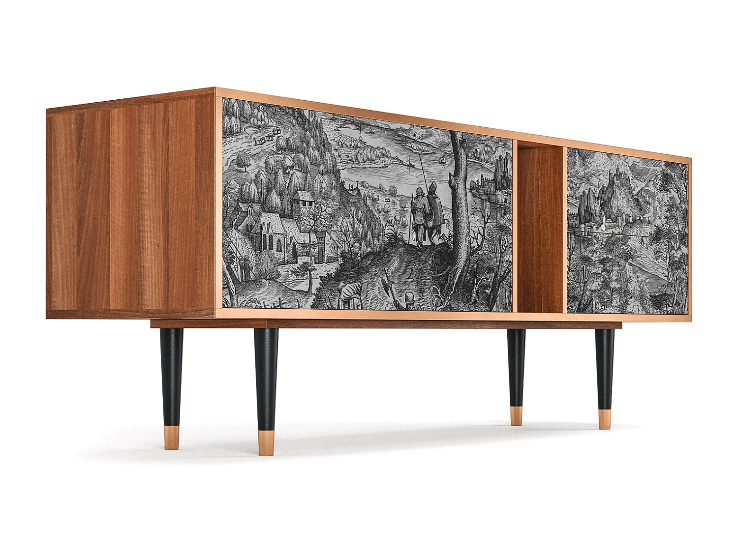 Meuble TV - 170х69х48 cm - T1 - Milites Requiescentes, Noyer