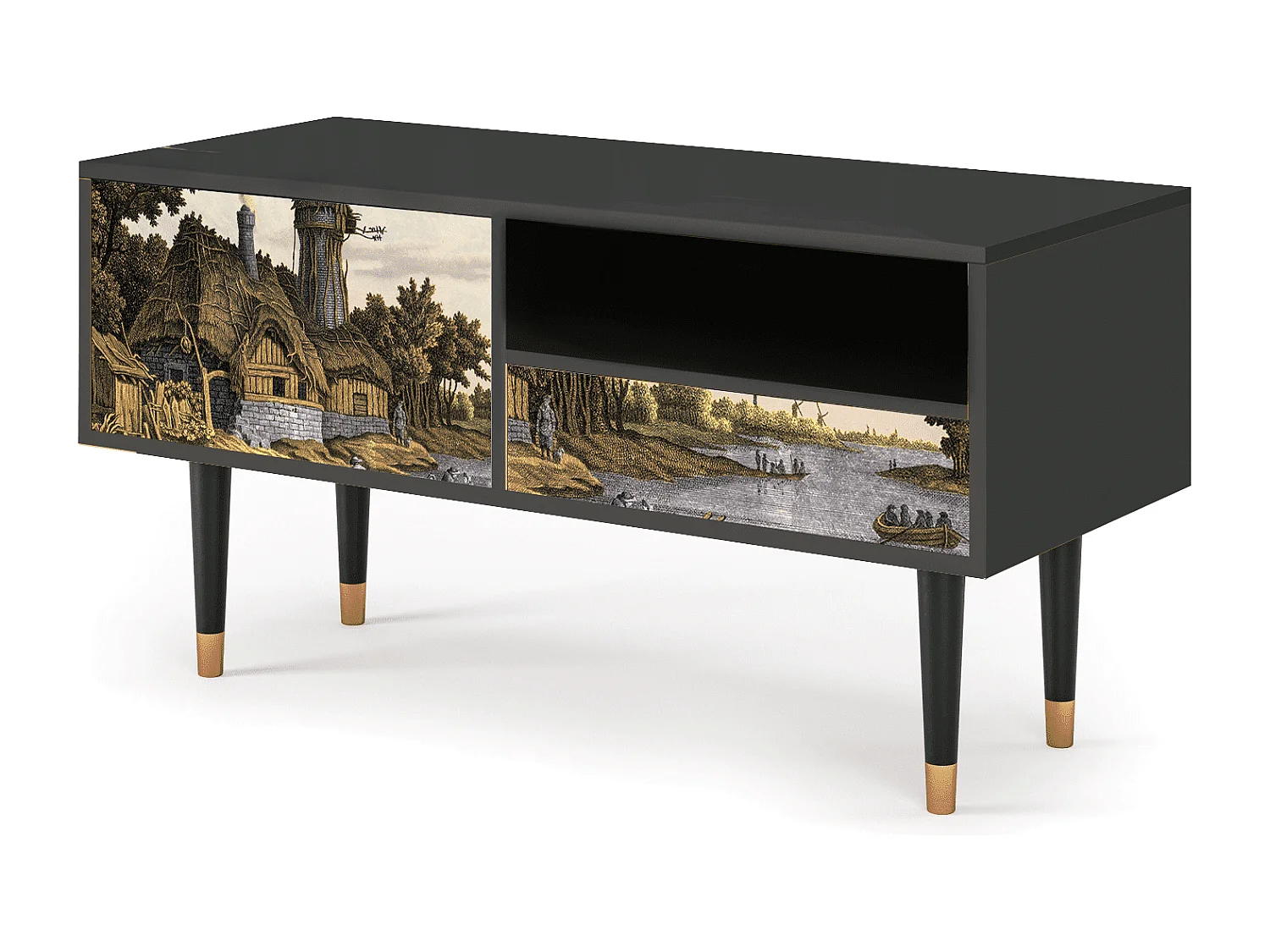 Mueble de TV - 115х59х48 cm - T3 - Mill along a River, Antracite