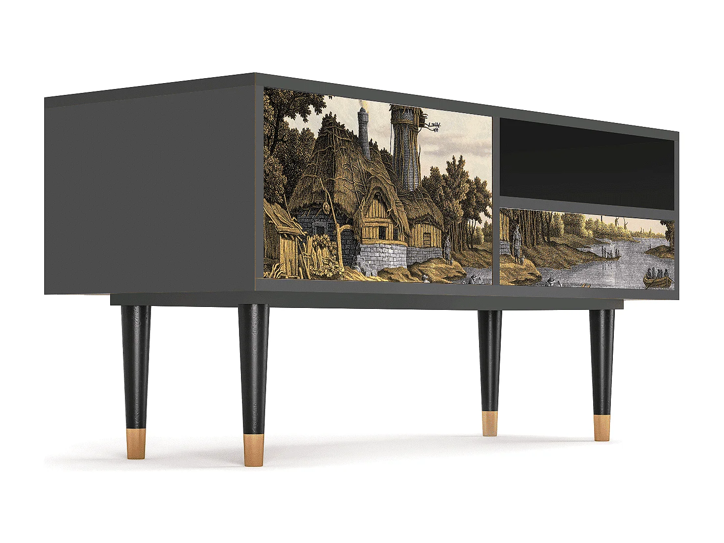 Mueble de TV - 115х59х48 cm - T3 - Mill along a River, Antracite