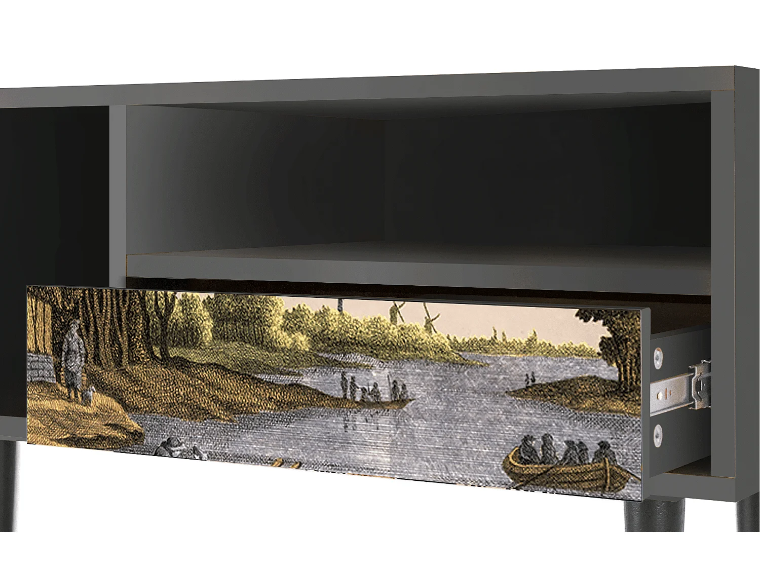 TV-Möbel - 115х59х48 cm - T3 - Mill along a River, Anthrazit