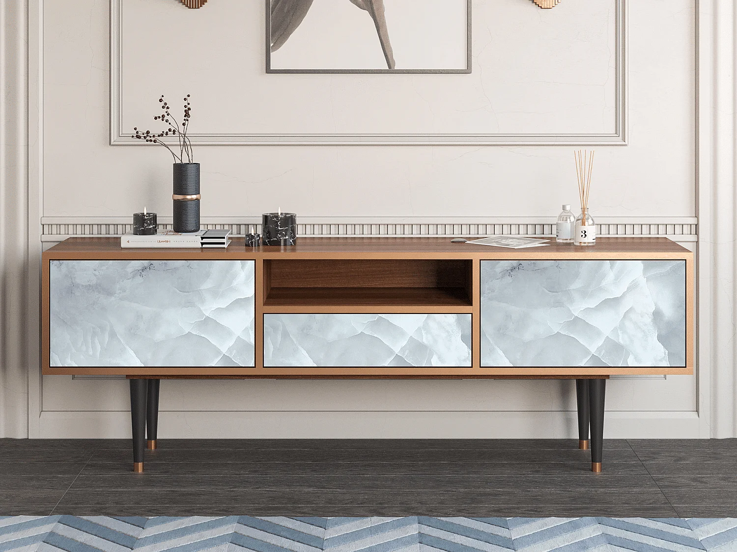 TV-meubel - 170х59х41 cm - T6 - The Onyx, Walnoot