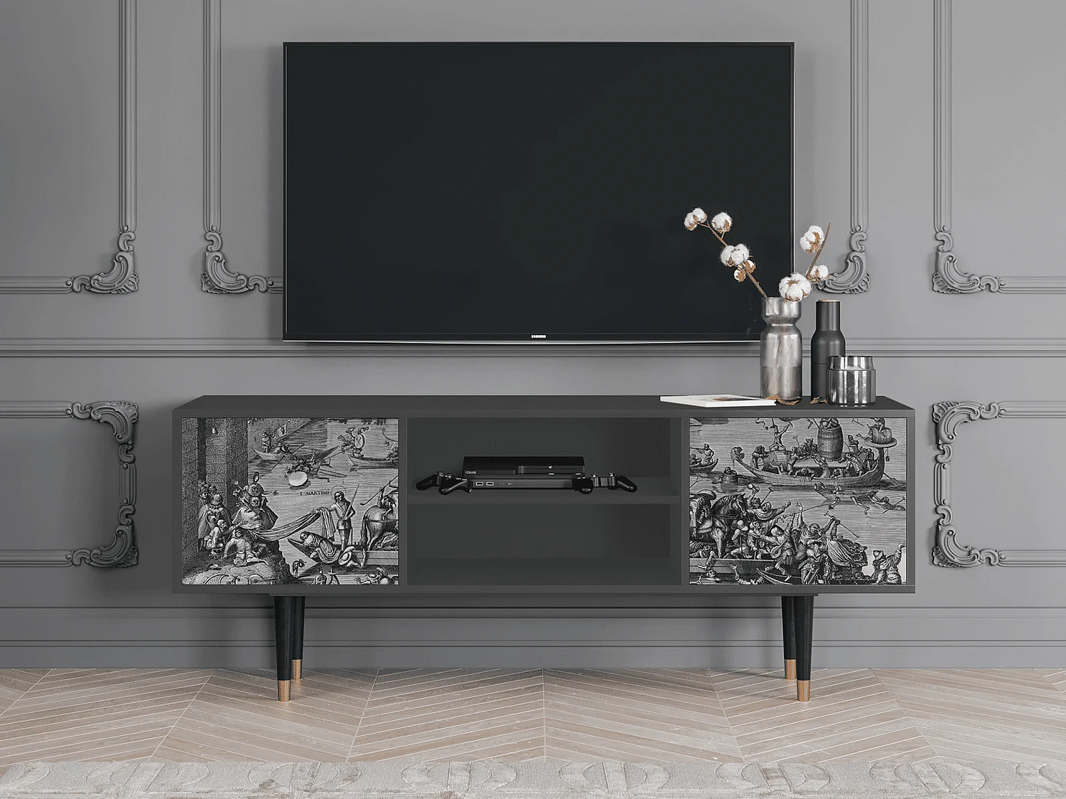 Mueble de TV - 170х69х48 cm - T2 - Saint Martin, Antracite