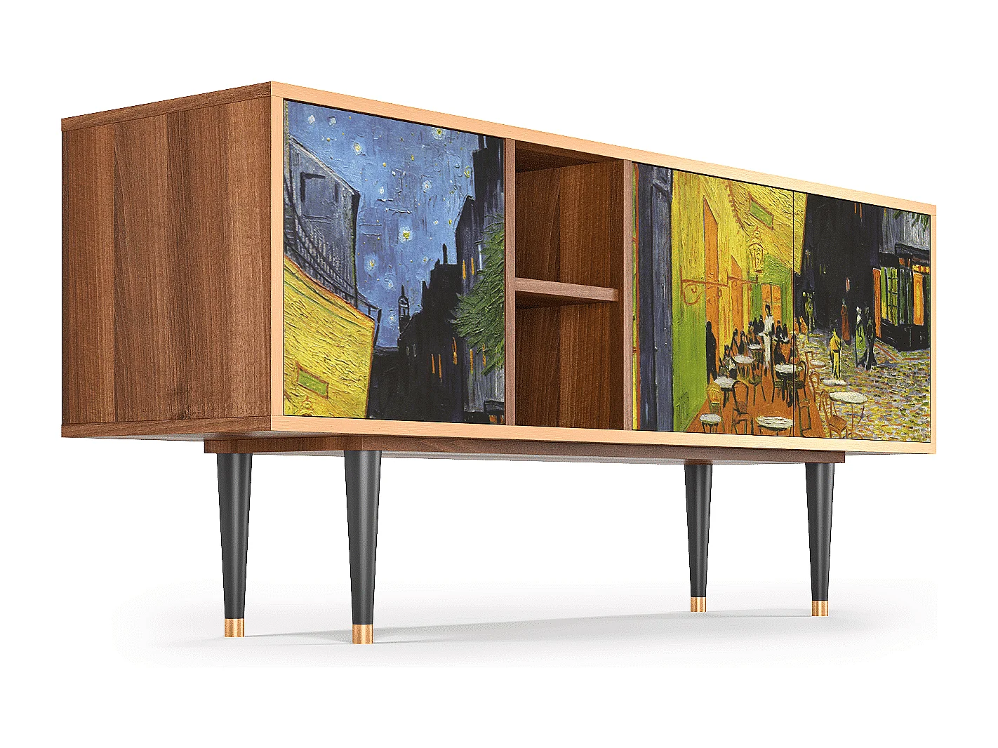 TV-Möbel - 150х69х41 cm - T5 - Café Terrace at Night, Walnuss