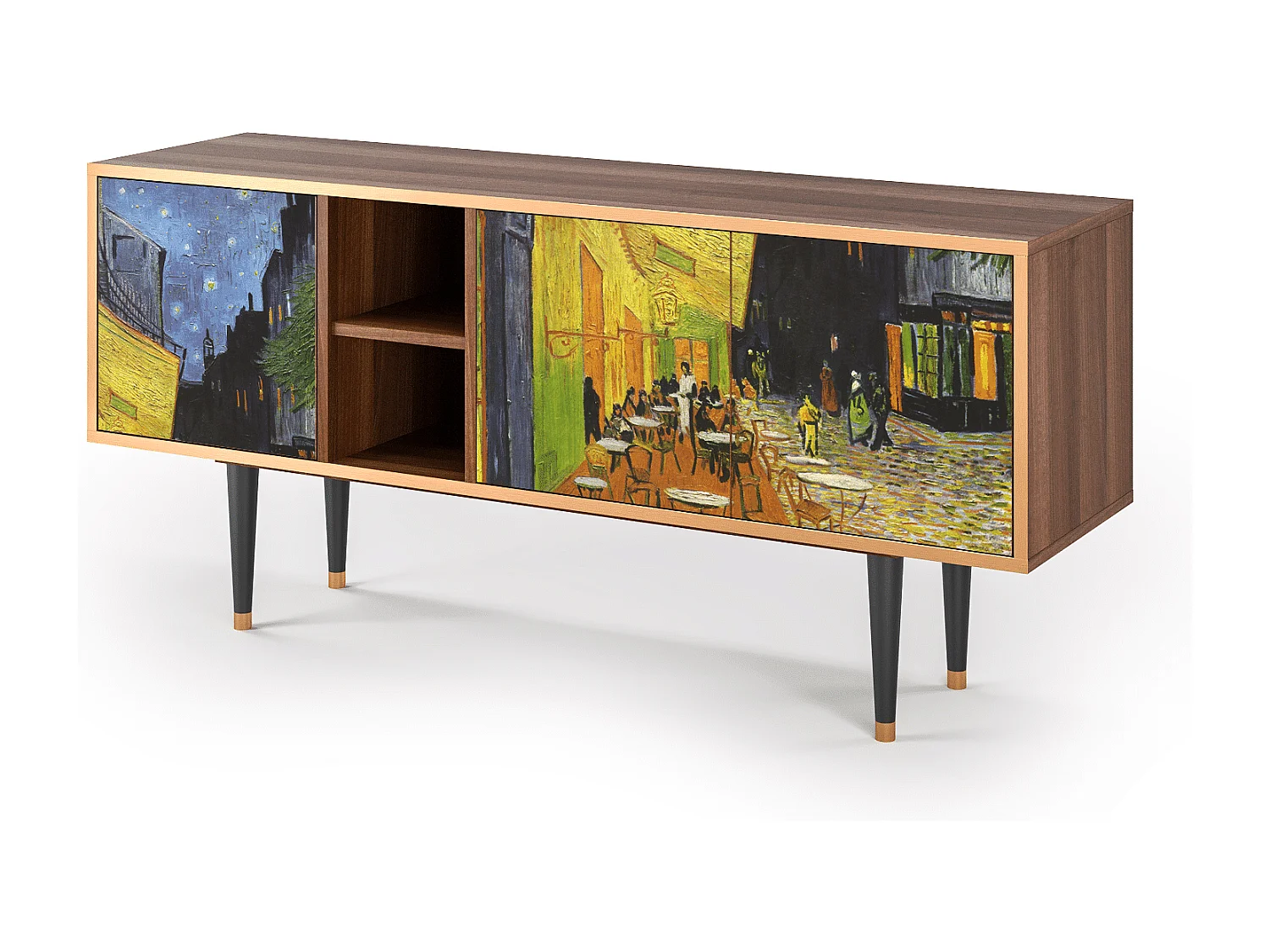 Meuble TV - 150х69х41 cm - T5 - Café Terrace at Night, Noyer