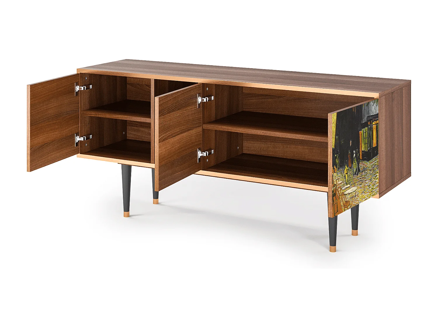 Meuble TV - 150х69х41 cm - T5 - Café Terrace at Night, Noyer