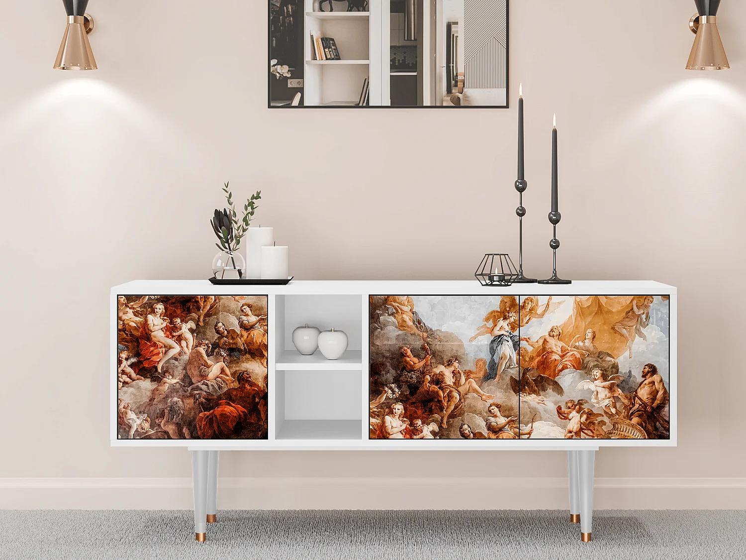 Mueble de TV - 150х69х41 cm - T5 - Versailles, Branco