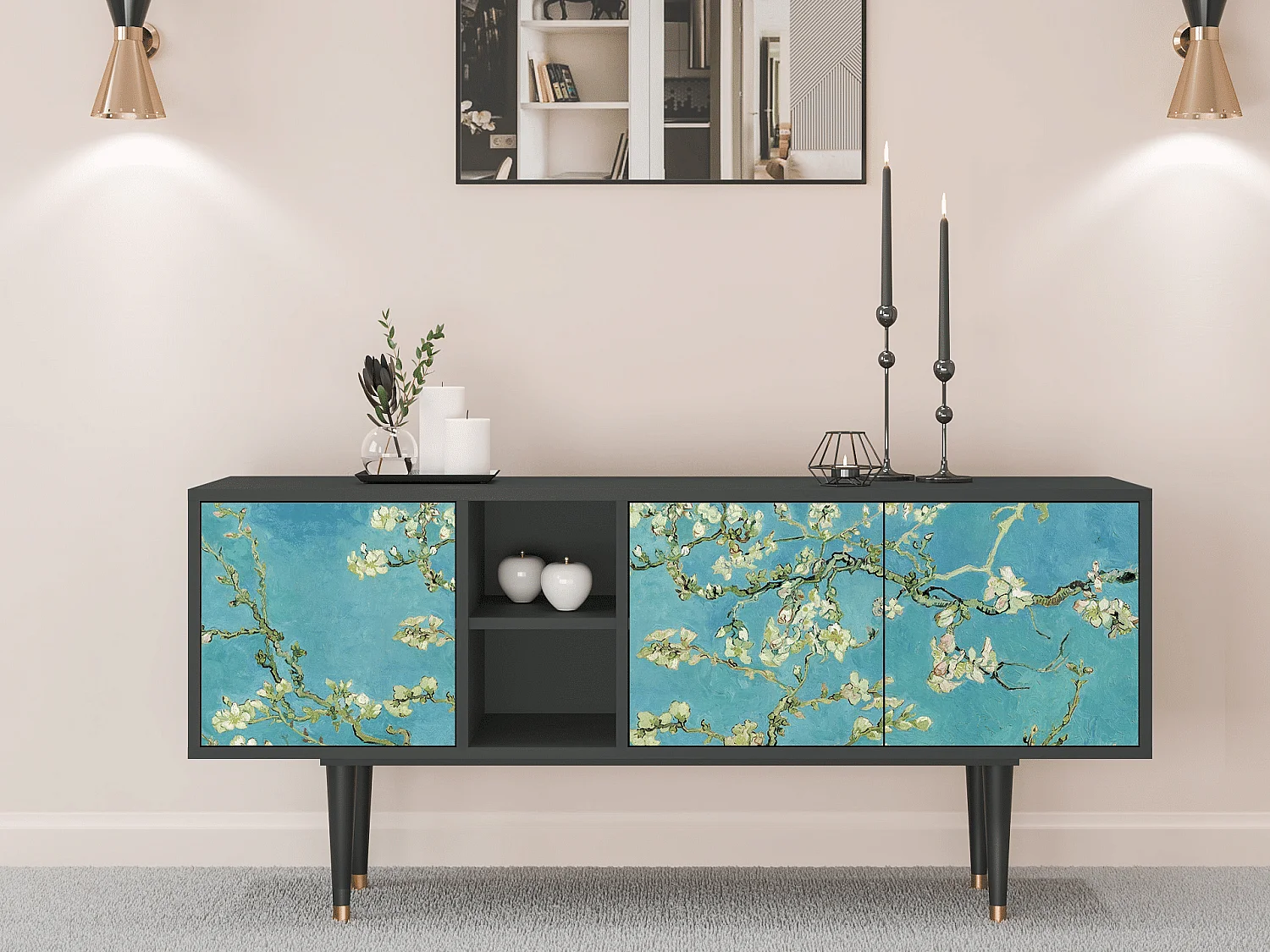Mueble de TV - 150х69х41 cm - T5 - Almond Blossom, Antracite