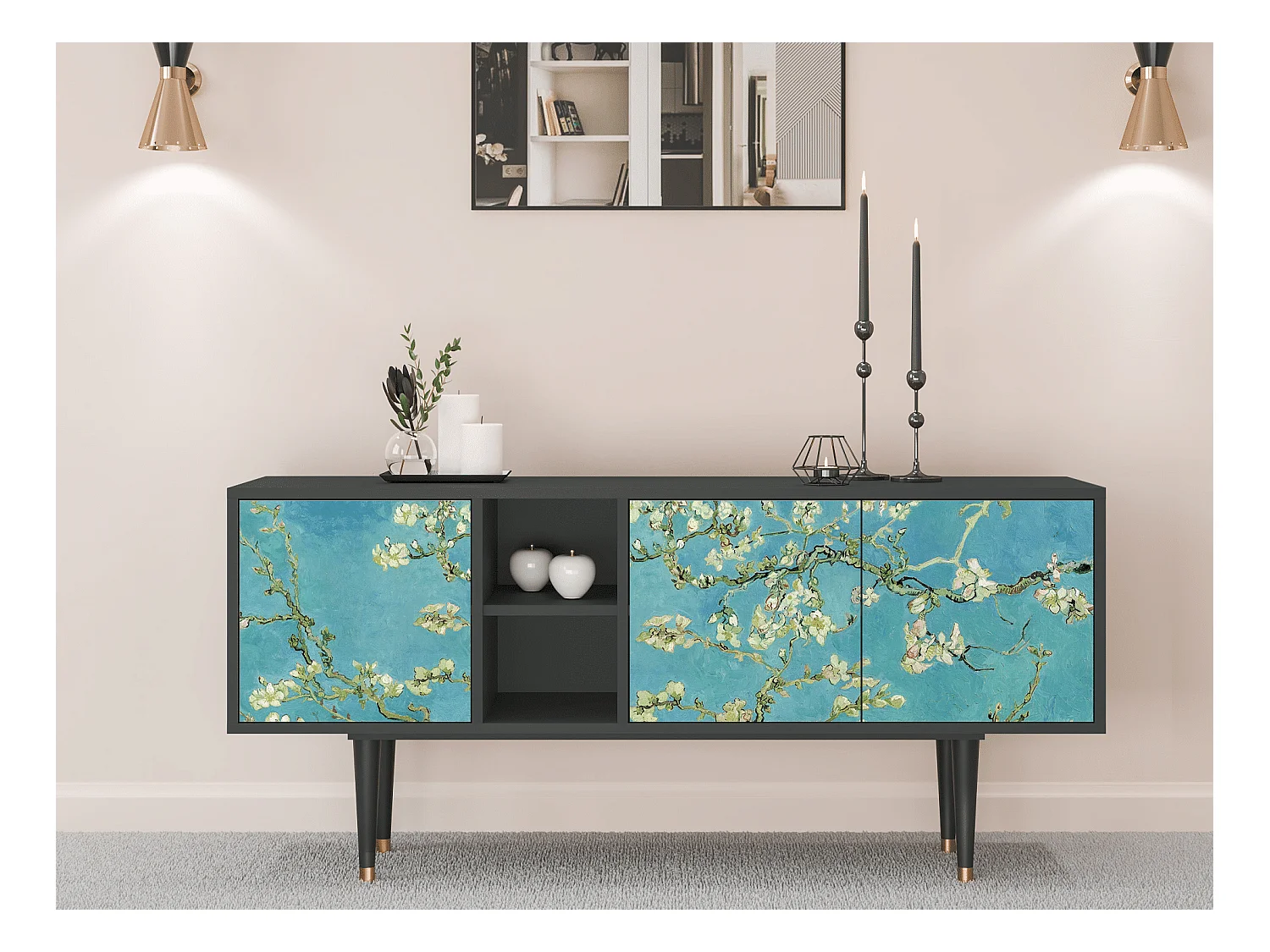 Meuble TV - 150х69х41 cm - T5 - Almond Blossom, Anthracite