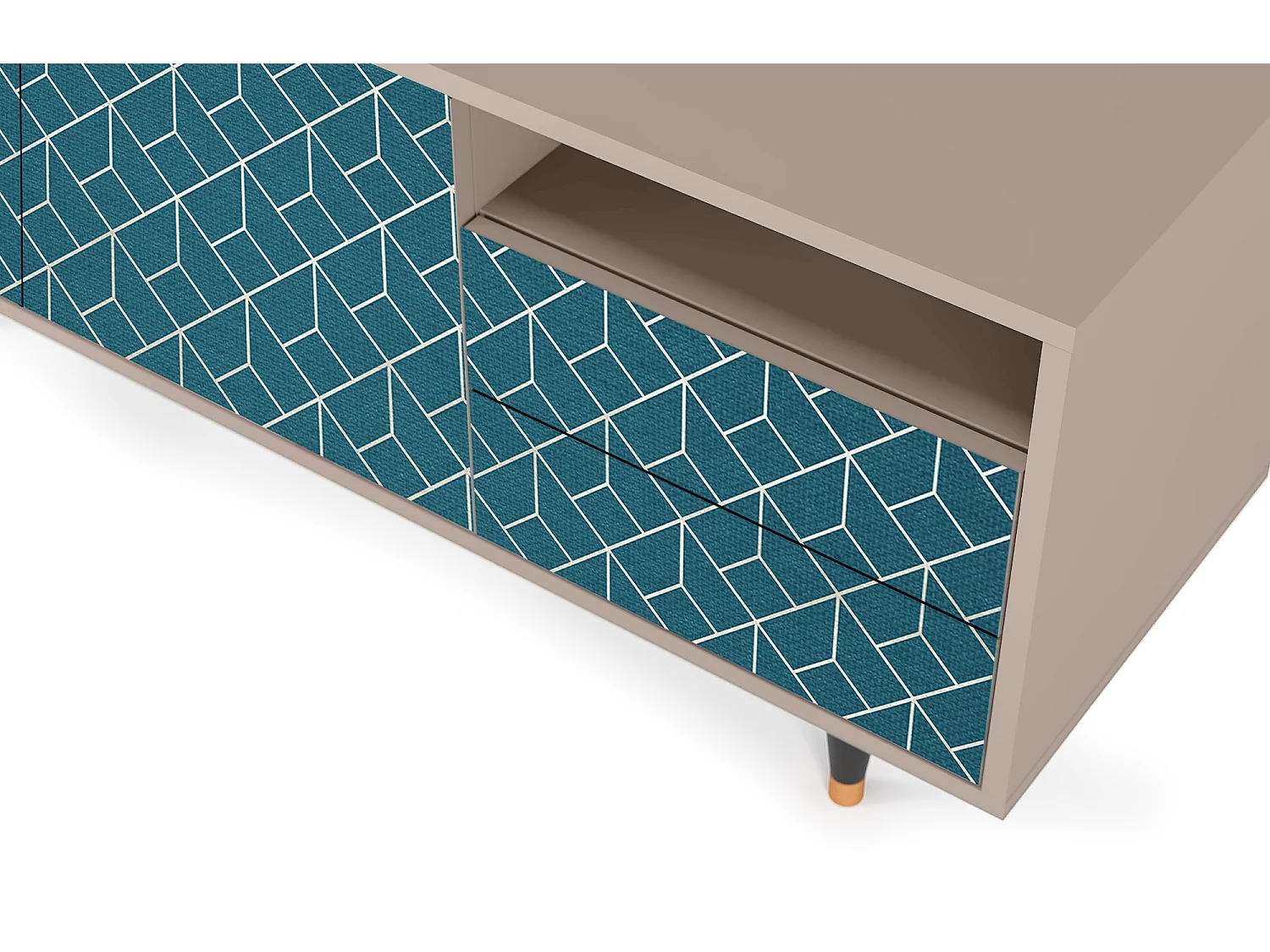 TV-meubel - 125х56х41 cm - T7 - Turquoise Geometry, Latte