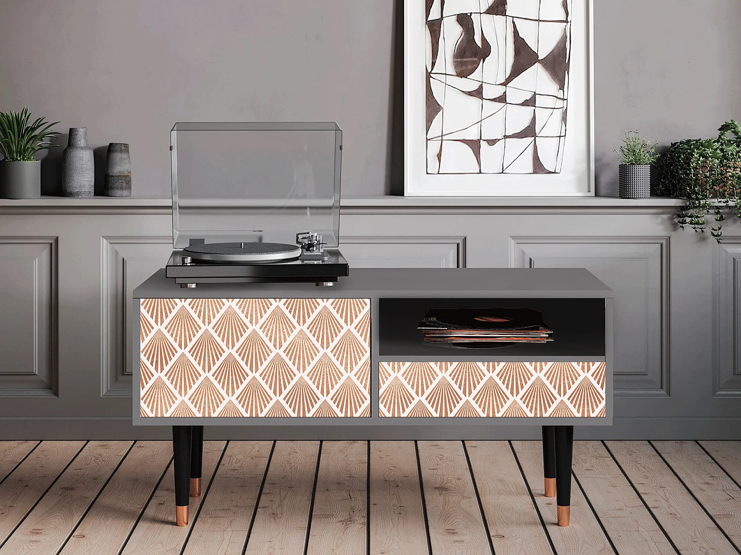 Meuble TV - 115х59х48 cm - T3 - Pastel Sunrise, Gris