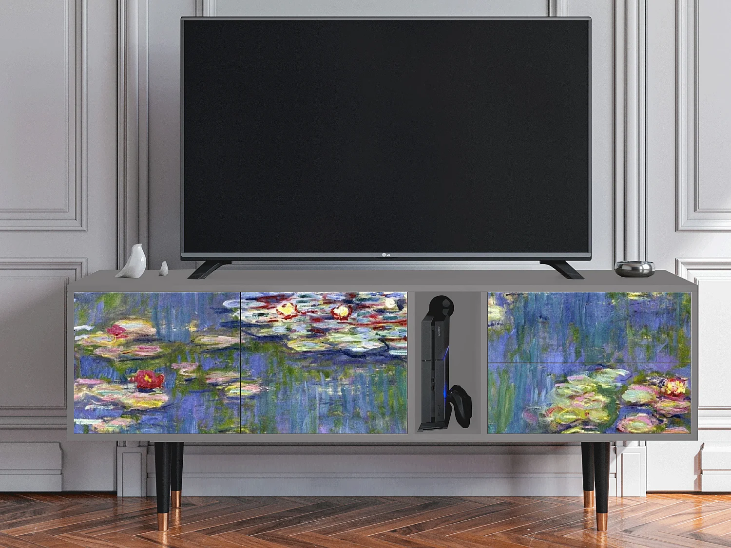 Meuble TV - 170х69х48 cm - T1 - The water lily pond  , Gris