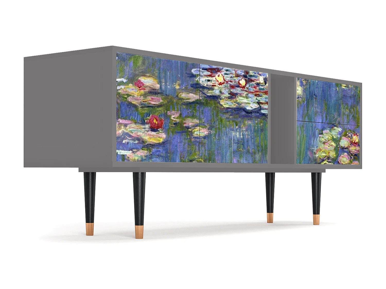 Meuble TV - 170х69х48 cm - T1 - The water lily pond  , Gris