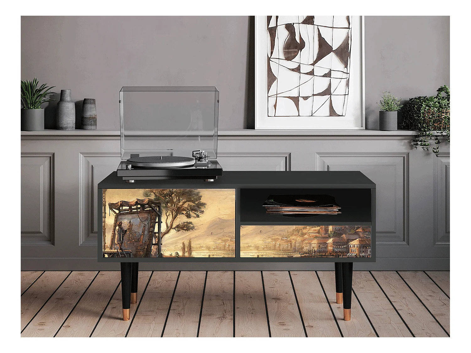 Meuble TV - 115х59х48 cm - T3 - Venice, Anthracite