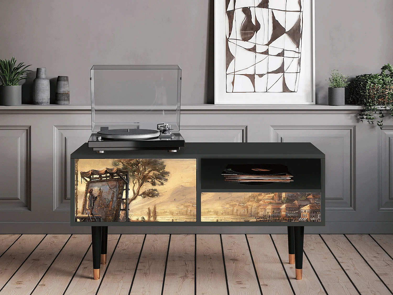 Meuble TV - 115х59х48 cm - T3 - Venice, Anthracite