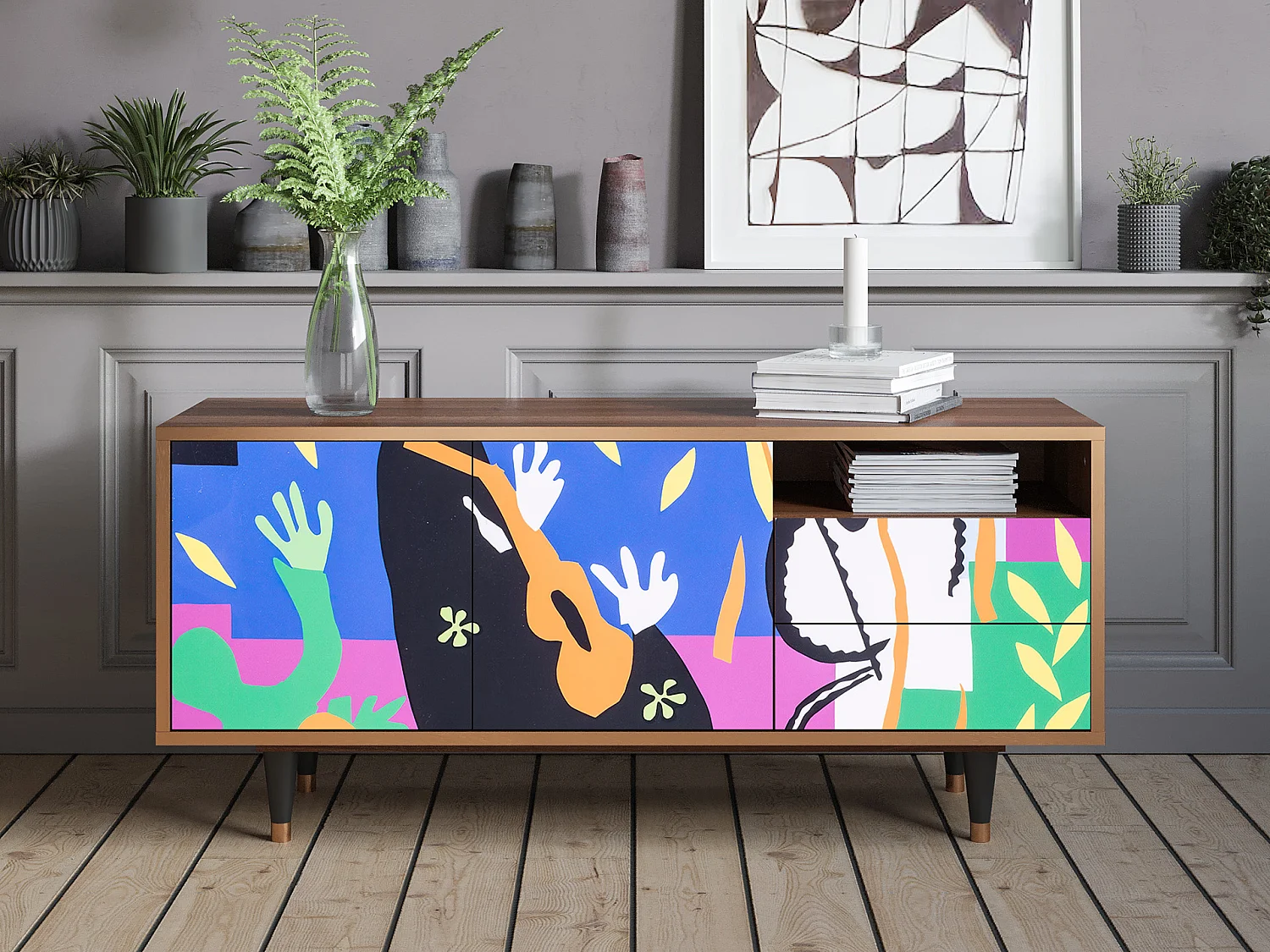 TV-meubel - 125х56х41 cm - T7 - La Tristesse du Roi, Walnoot