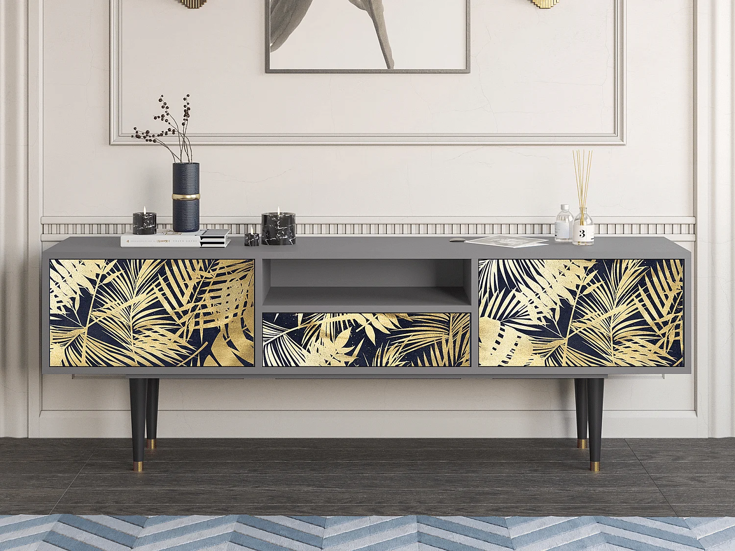 Meuble TV - 170х59х41 cm - T6 - Jungle Vibes, Gris