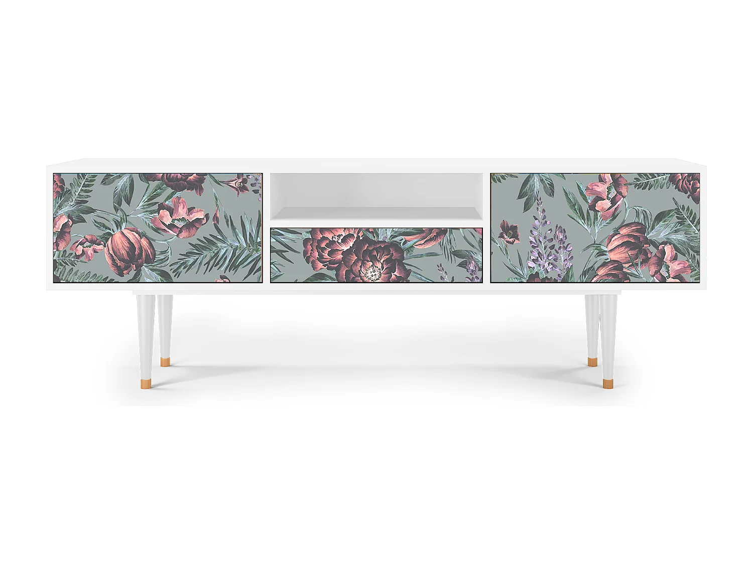 TV-meubel - 170х59х41 cm - T6 - Light Peonies, Wit