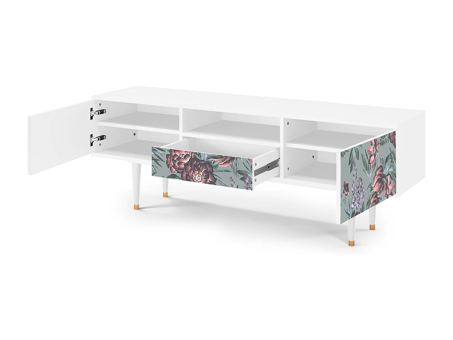 TV-meubel - 170х59х41 cm - T6 - Light Peonies, Wit