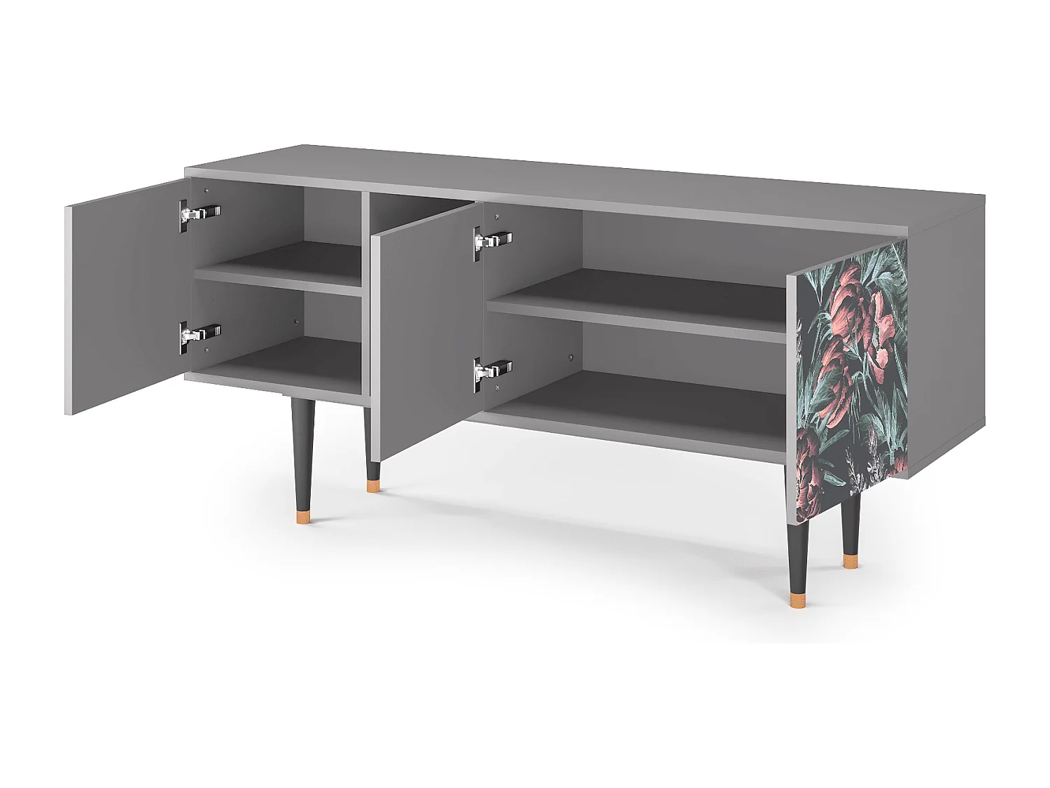 TV-Möbel - 150х69х41 cm - T5 - Dark Peonies, Grau