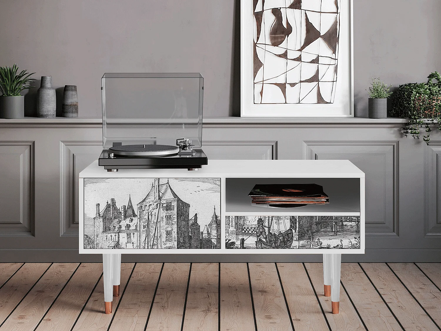 Mueble de TV - 115х59х48 cm - T3 - Castle by Breugel, Blanco