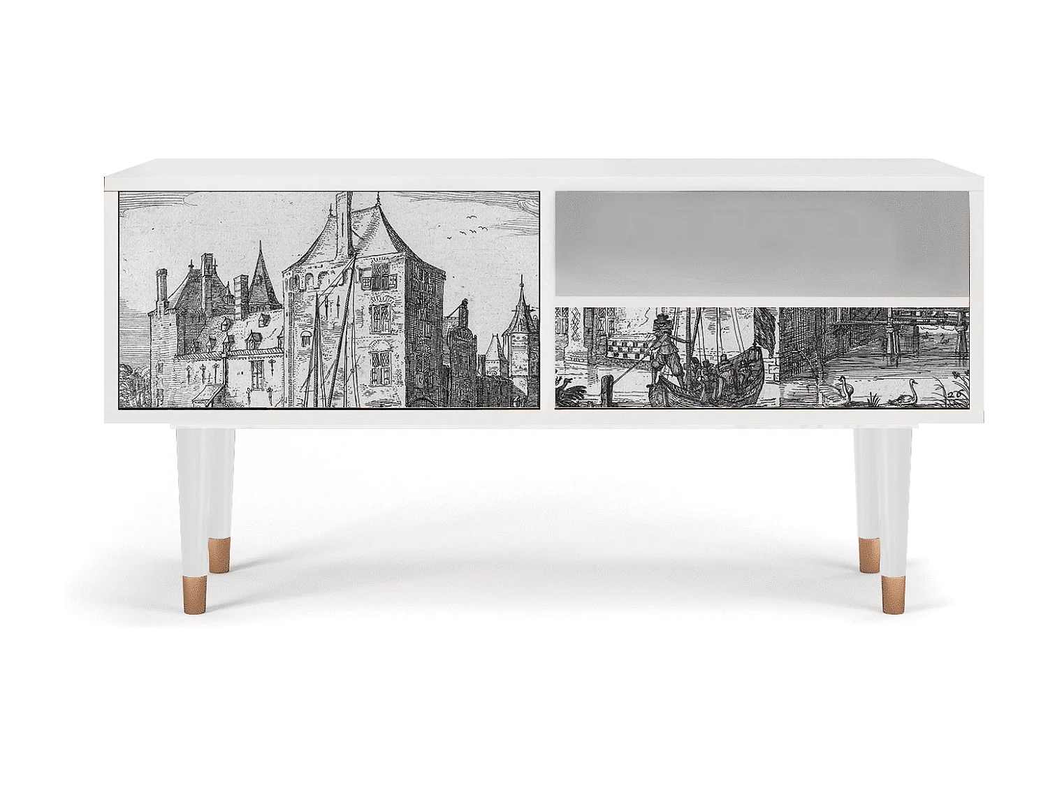Mueble de TV - 115х59х48 cm - T3 - Castle by Breugel, Blanco