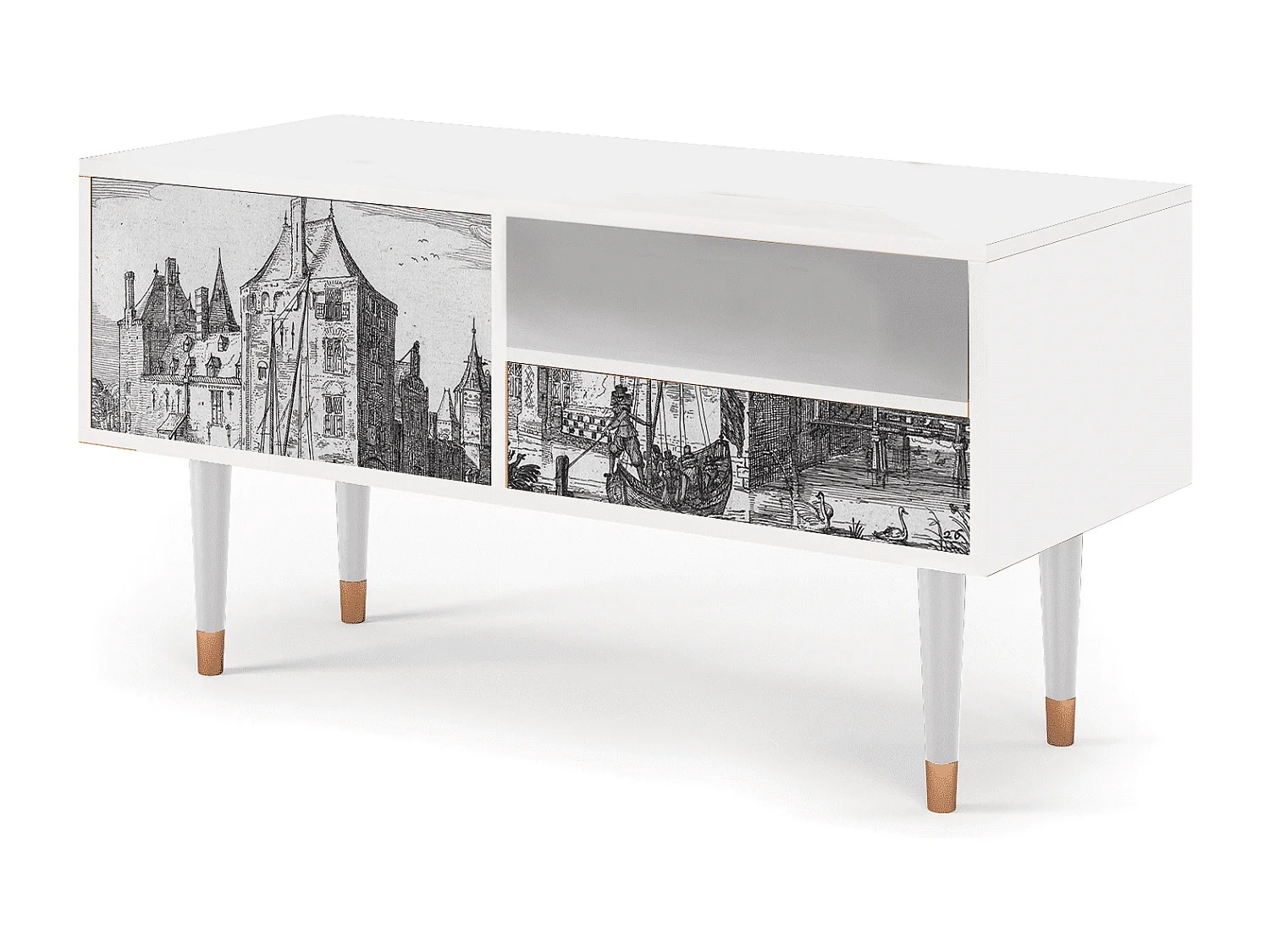 Mueble de TV - 115х59х48 cm - T3 - Castle by Breugel, Blanco