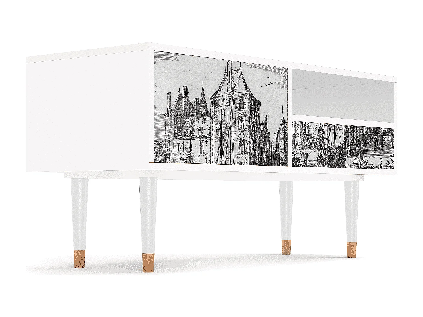 Mueble de TV - 115х59х48 cm - T3 - Castle by Breugel, Blanco