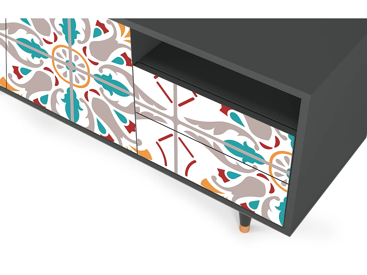 Szafka RTV - 125х56х41 cm - T7 - Spring Ceramics, Antracyt