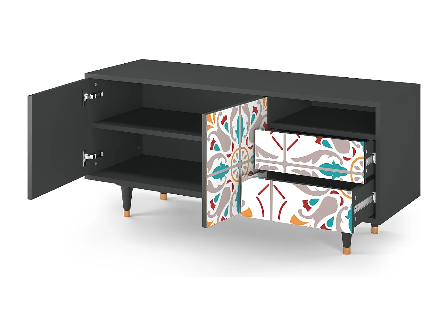 Szafka RTV - 125х56х41 cm - T7 - Spring Ceramics, Antracyt