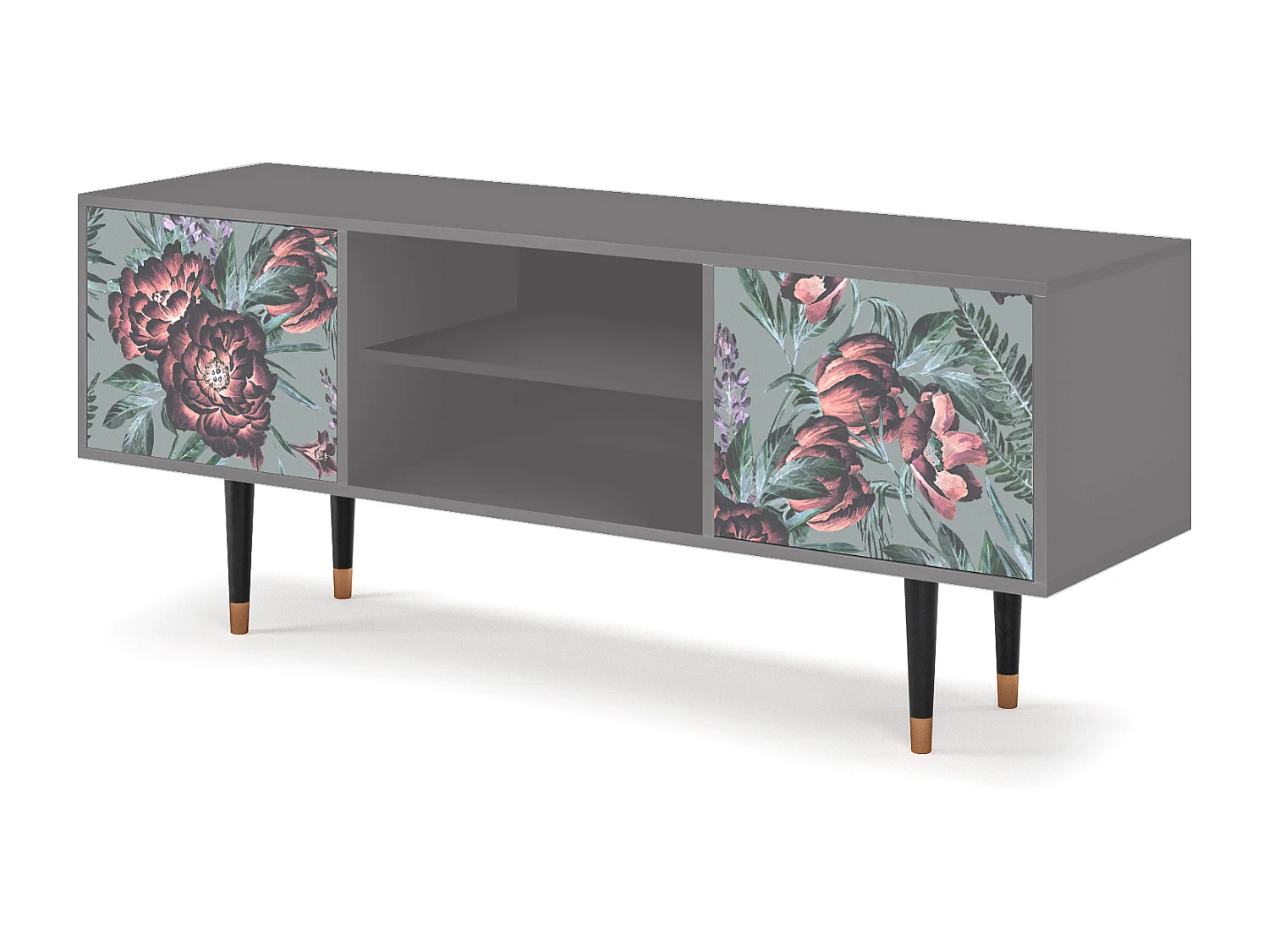 Mobile TV - 170х69х48 cm - T2 - Light Peonies, Grigio