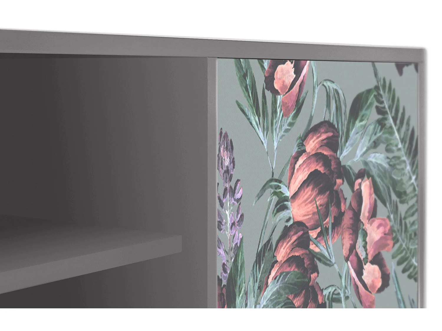 Mobile TV - 170х69х48 cm - T2 - Light Peonies, Grigio
