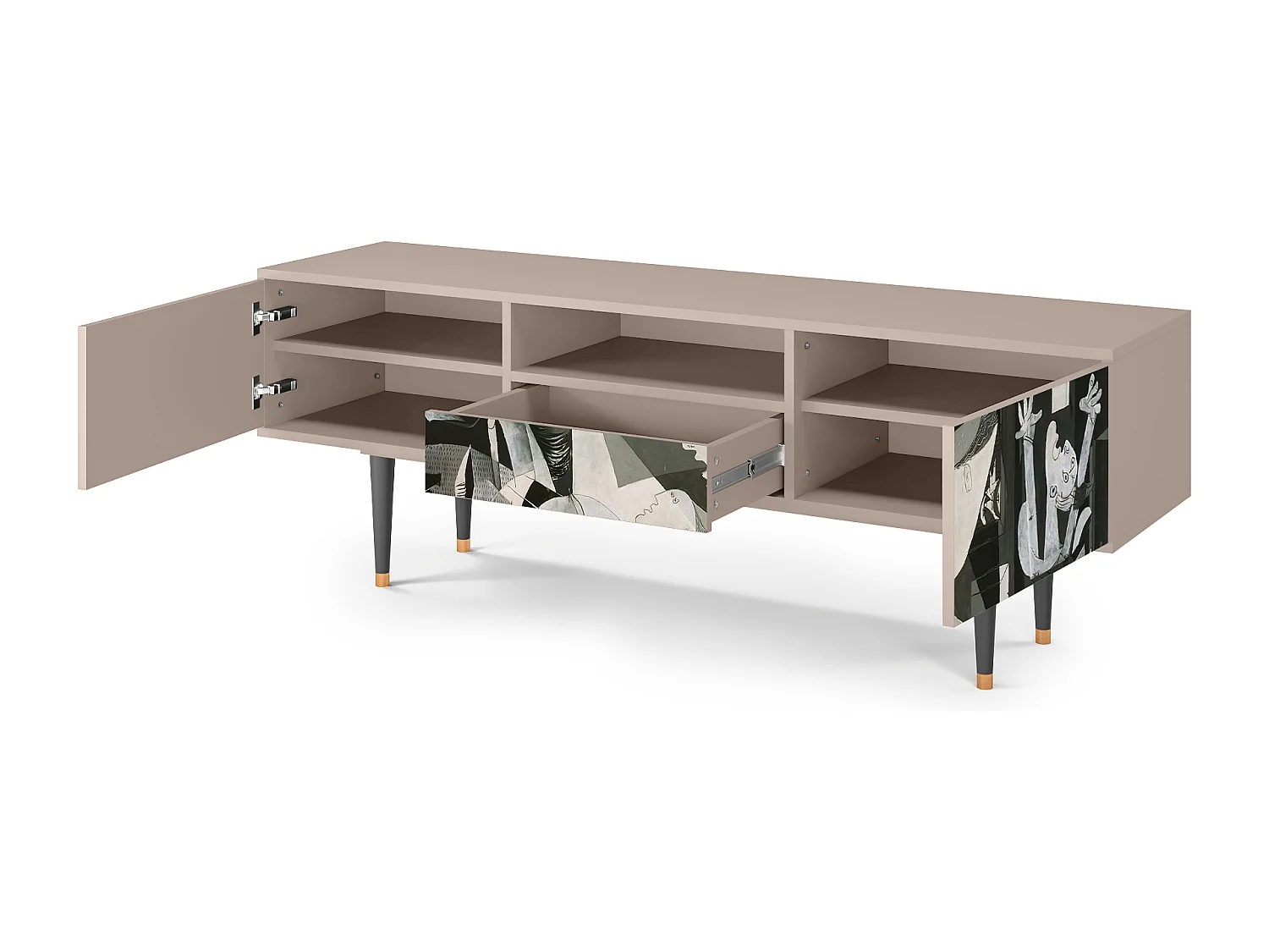 Szafka RTV - 170х59х41 cm - T6 - Guernica by Picasso, Latte