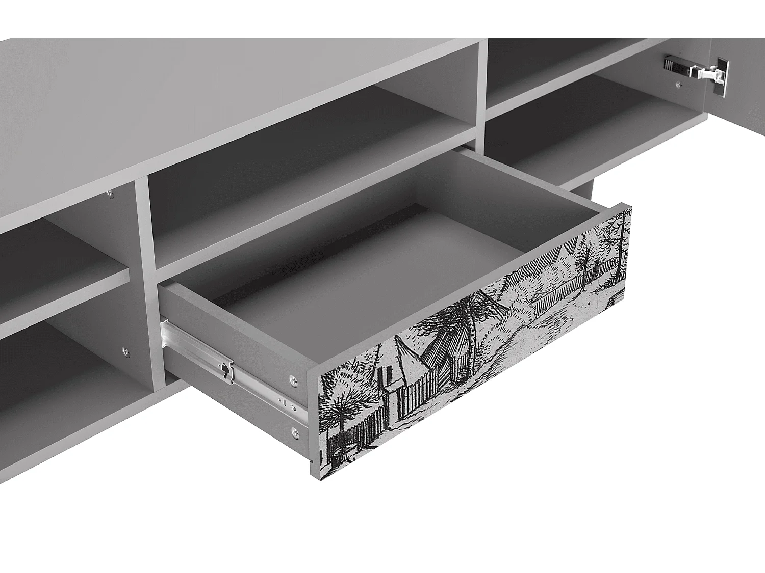 Meuble TV - 170х59х41 cm - T6 - Country Village, Gris