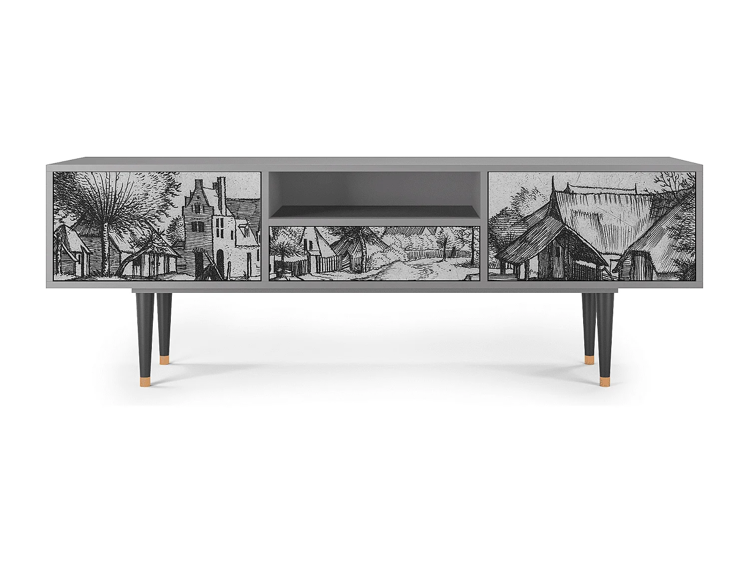 Mueble de TV - 170х59х41 cm - T6 - Country Village, Gris