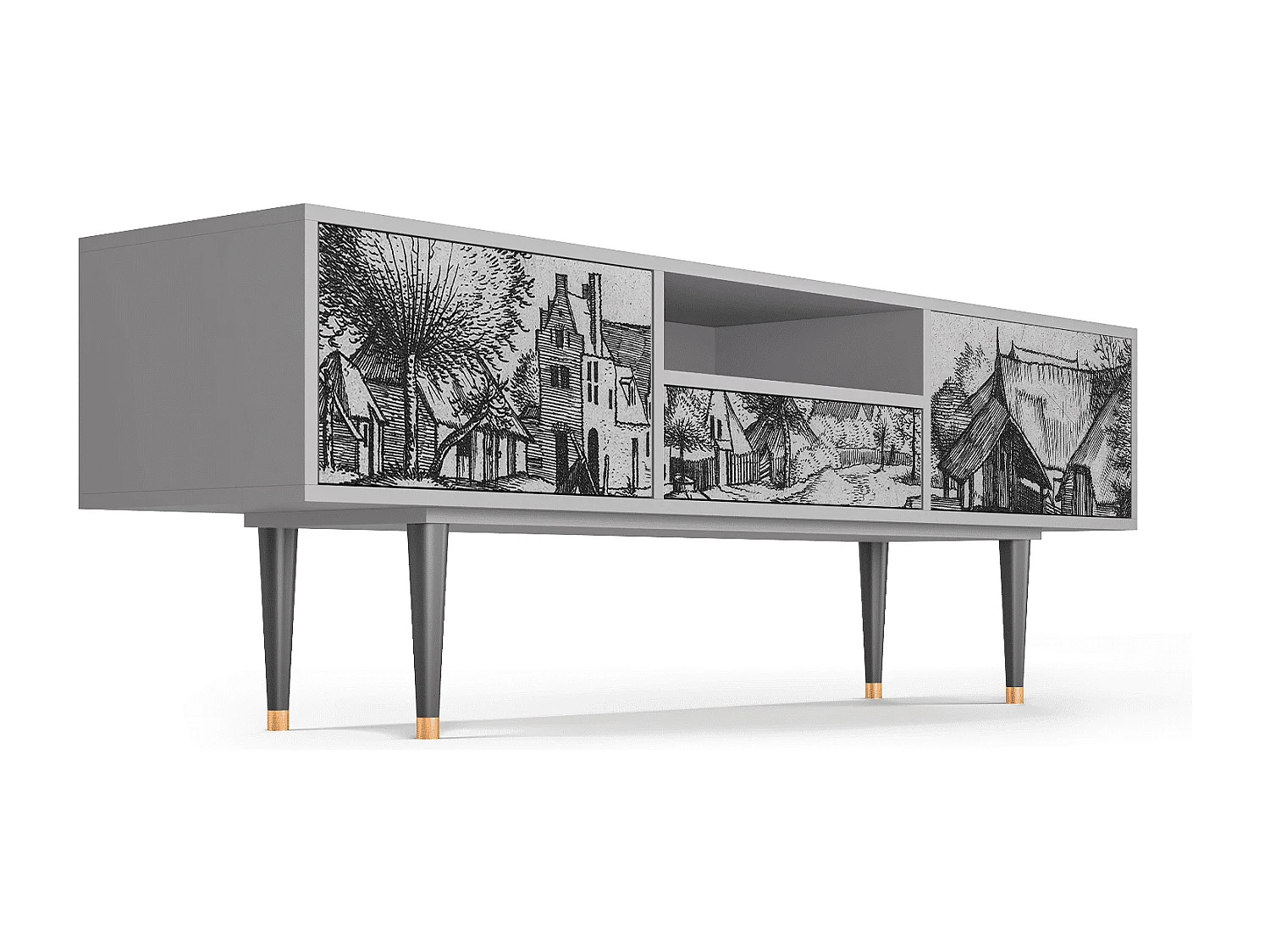 Mueble de TV - 170х59х41 cm - T6 - Country Village, Gris