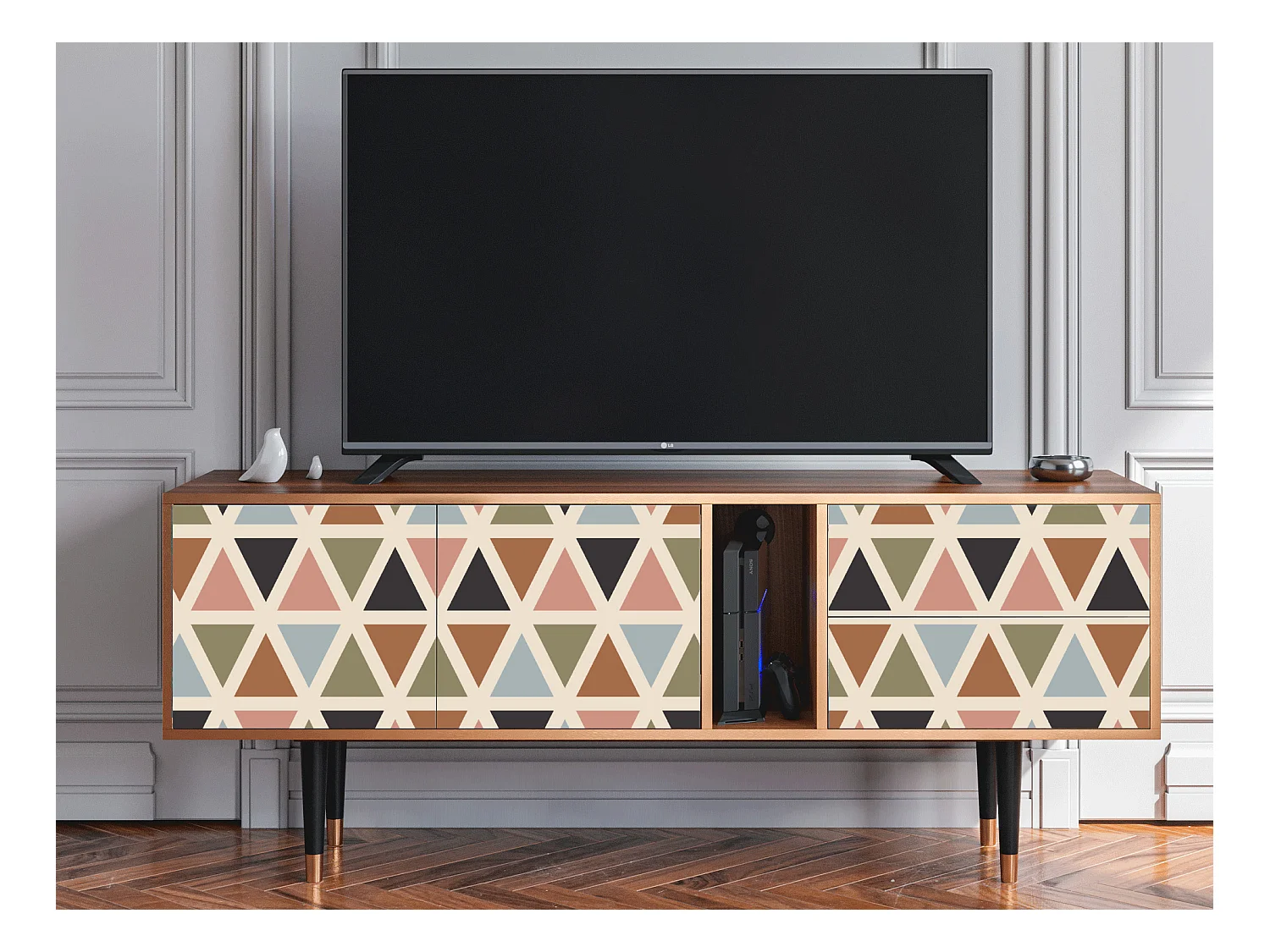 Mueble de TV - 170х69х48 cm - T1 - Royal Triangles, Nogal