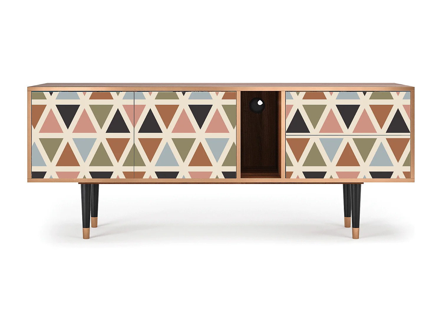 Meuble TV - 170х69х48 cm - T1 - Royal Triangles, Noyer