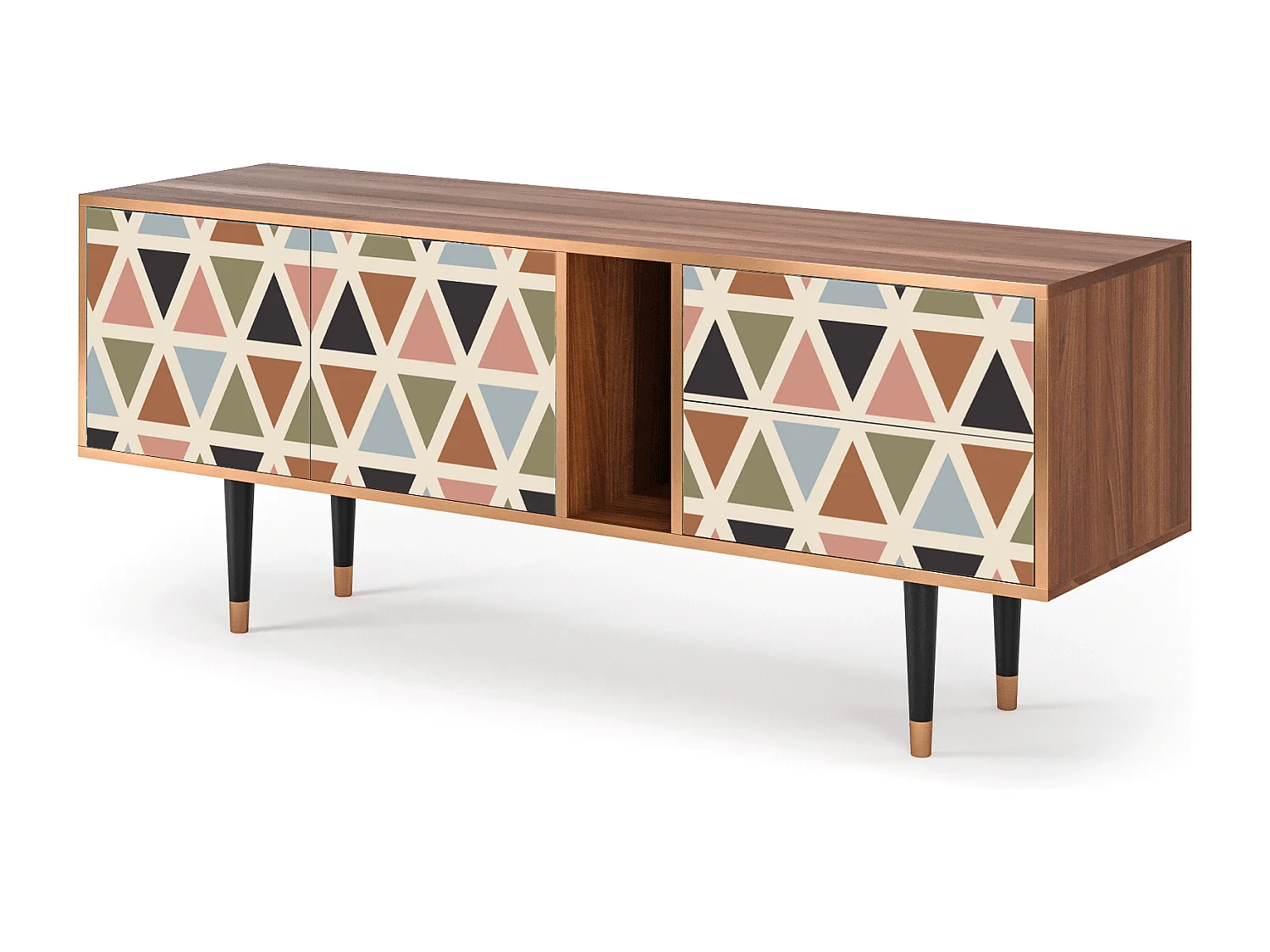 Meuble TV - 170х69х48 cm - T1 - Royal Triangles, Noyer