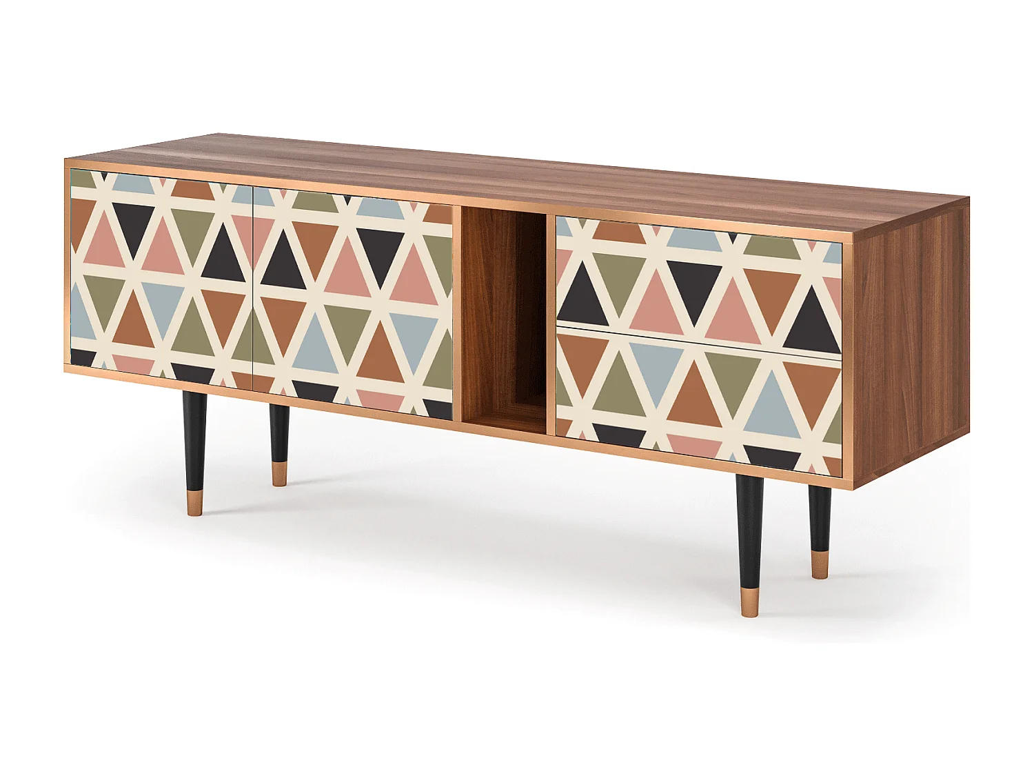 Szafka RTV - 170х69х48 cm - T1 - Royal Triangles, Orzech