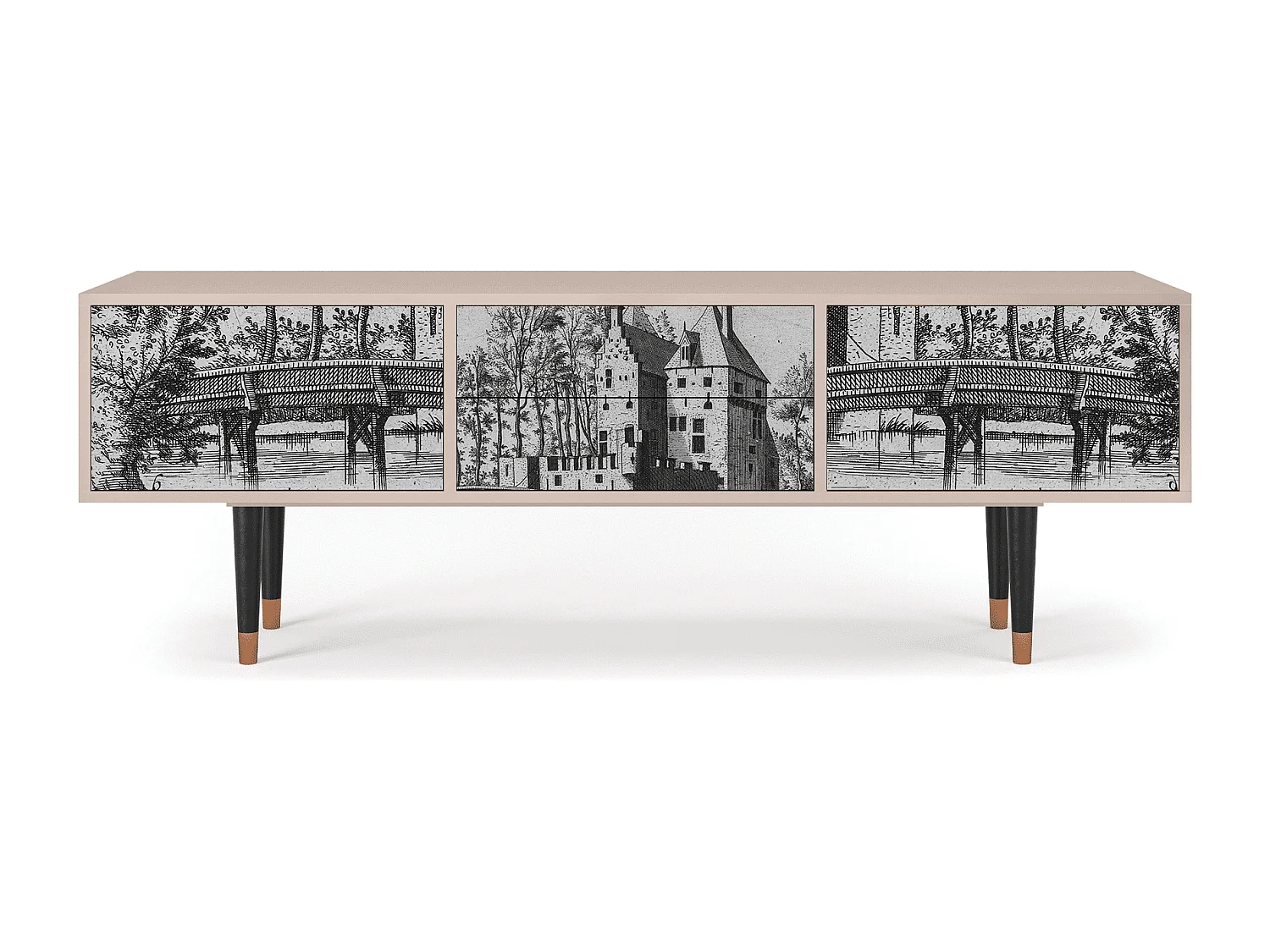 TV-Möbel - 170х59х48 cm - T4 - Castle with Bridge, Latte