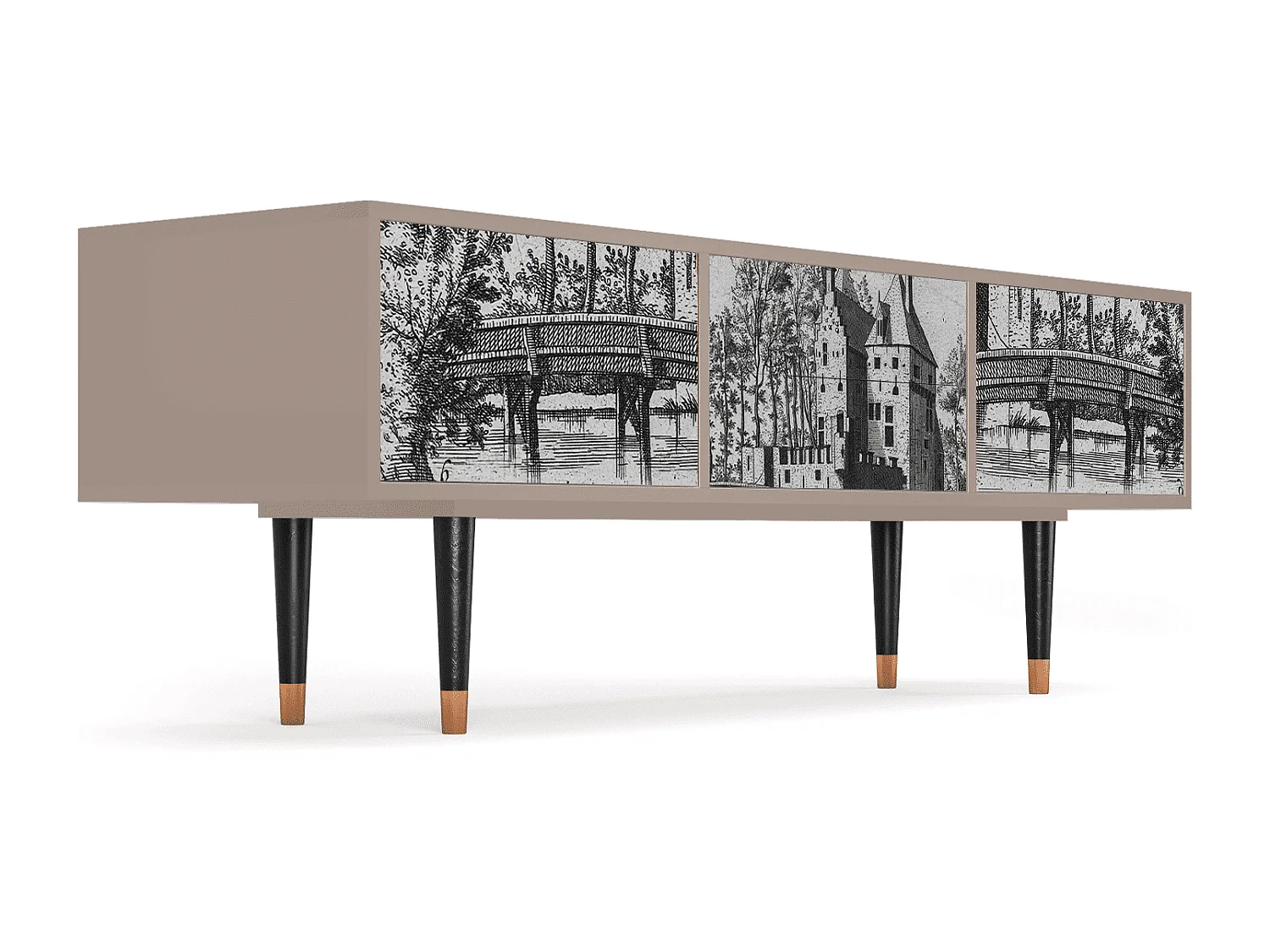 Meuble TV - 170х59х48 cm - T4 - Castle with Bridge, Latte