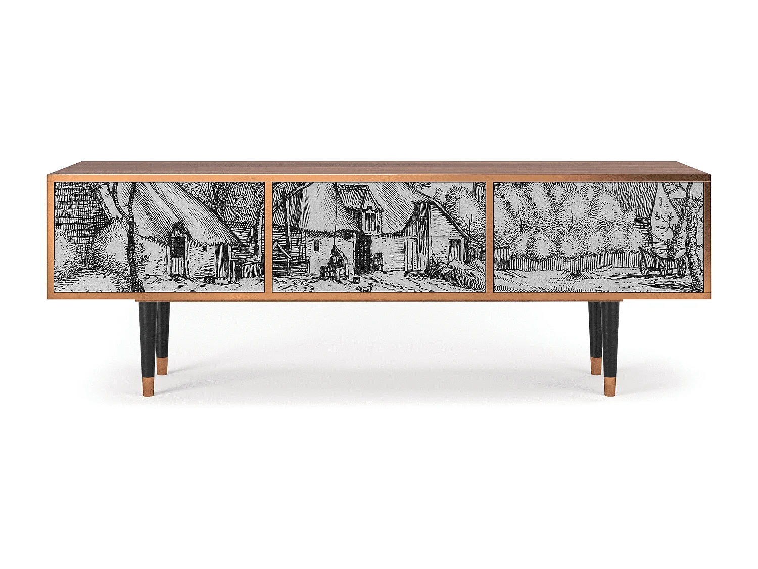 Meuble TV - 170х59х48 cm - T4 - Farms in a Village, Noyer